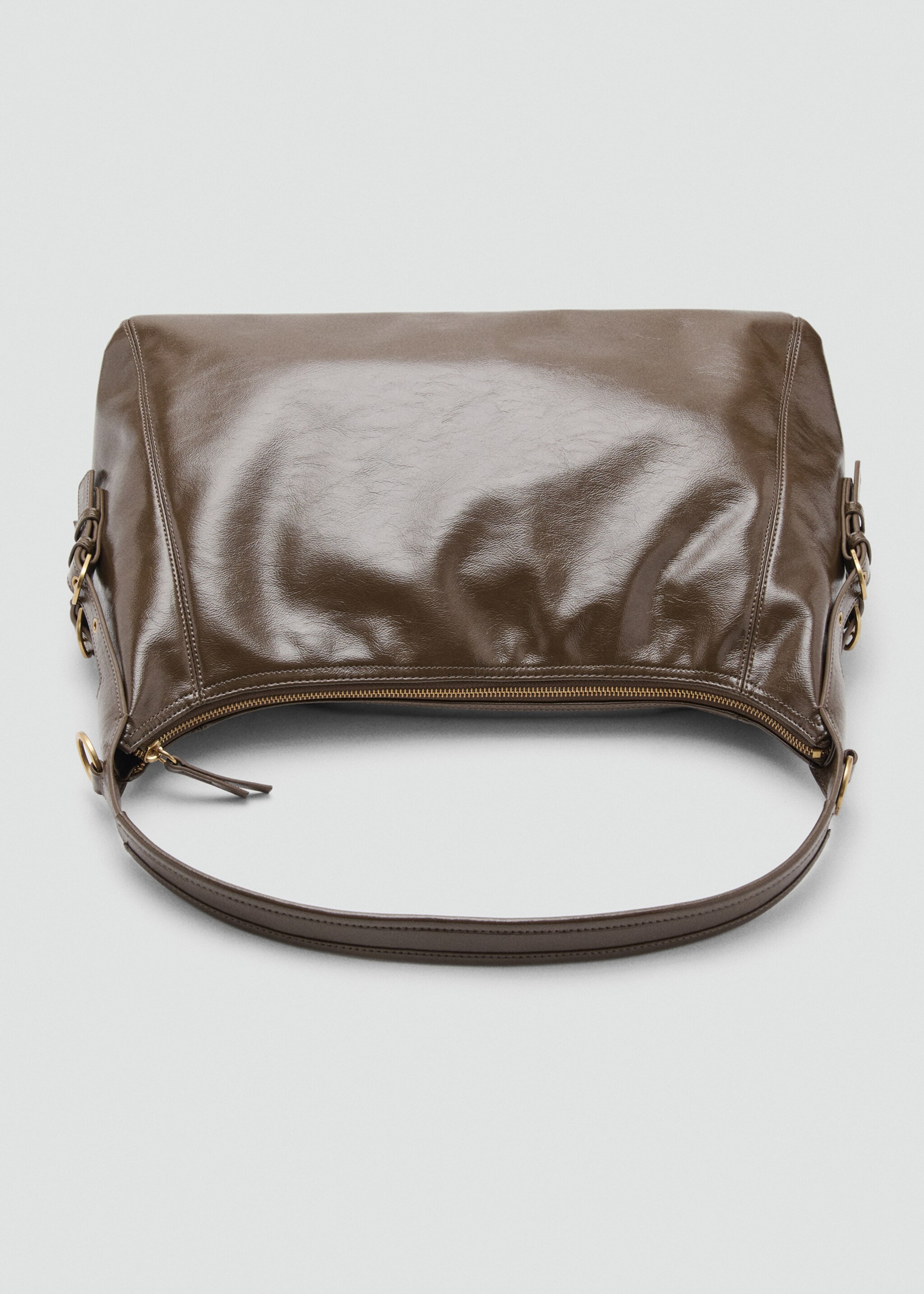 Shoulder bag with buckles detail - Details of the article 3, Khaki. Ref: 27031234-00.