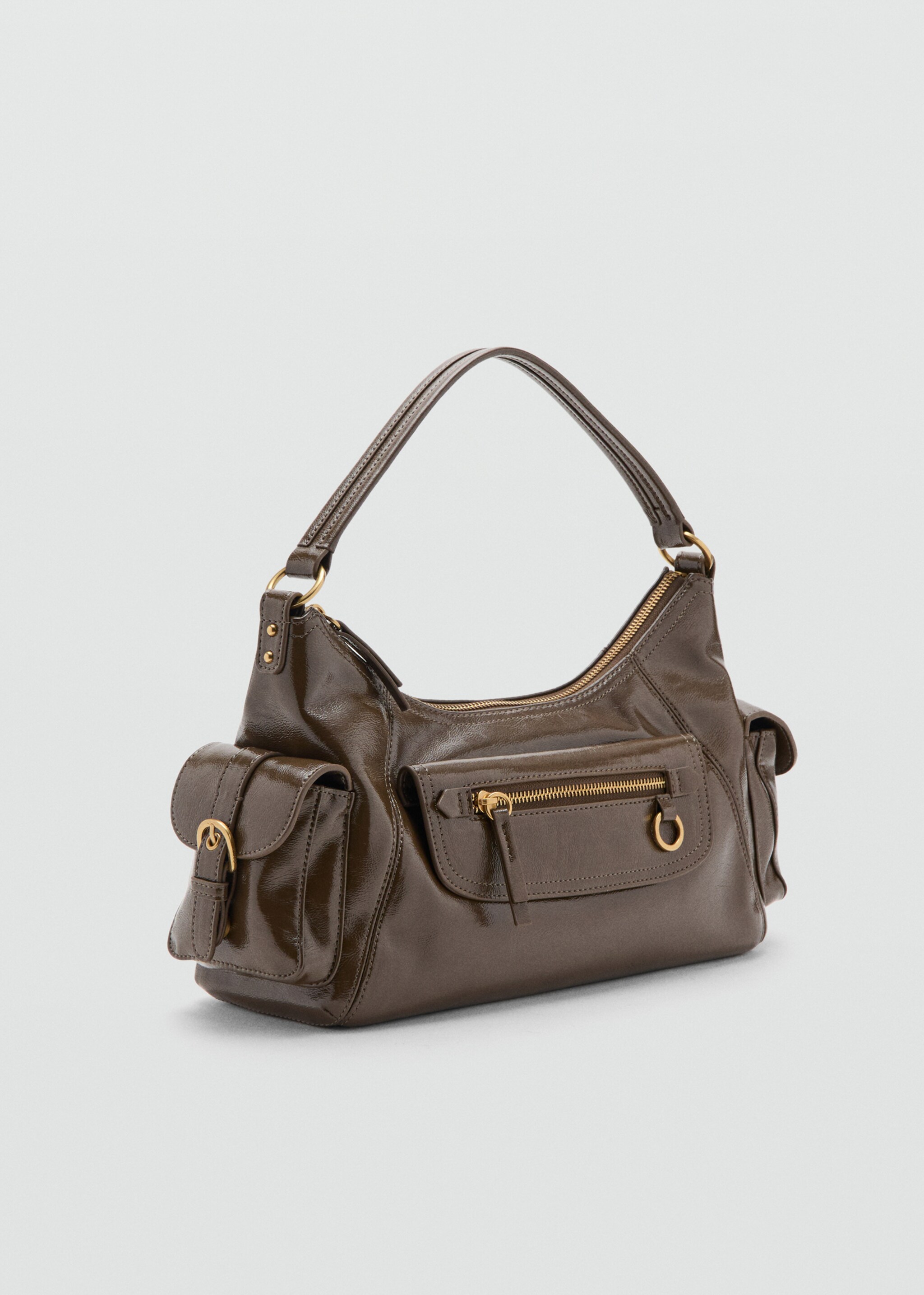 Shoulder bag with pockets - Medium plane, Khaki. Ref: 27031235-00.
