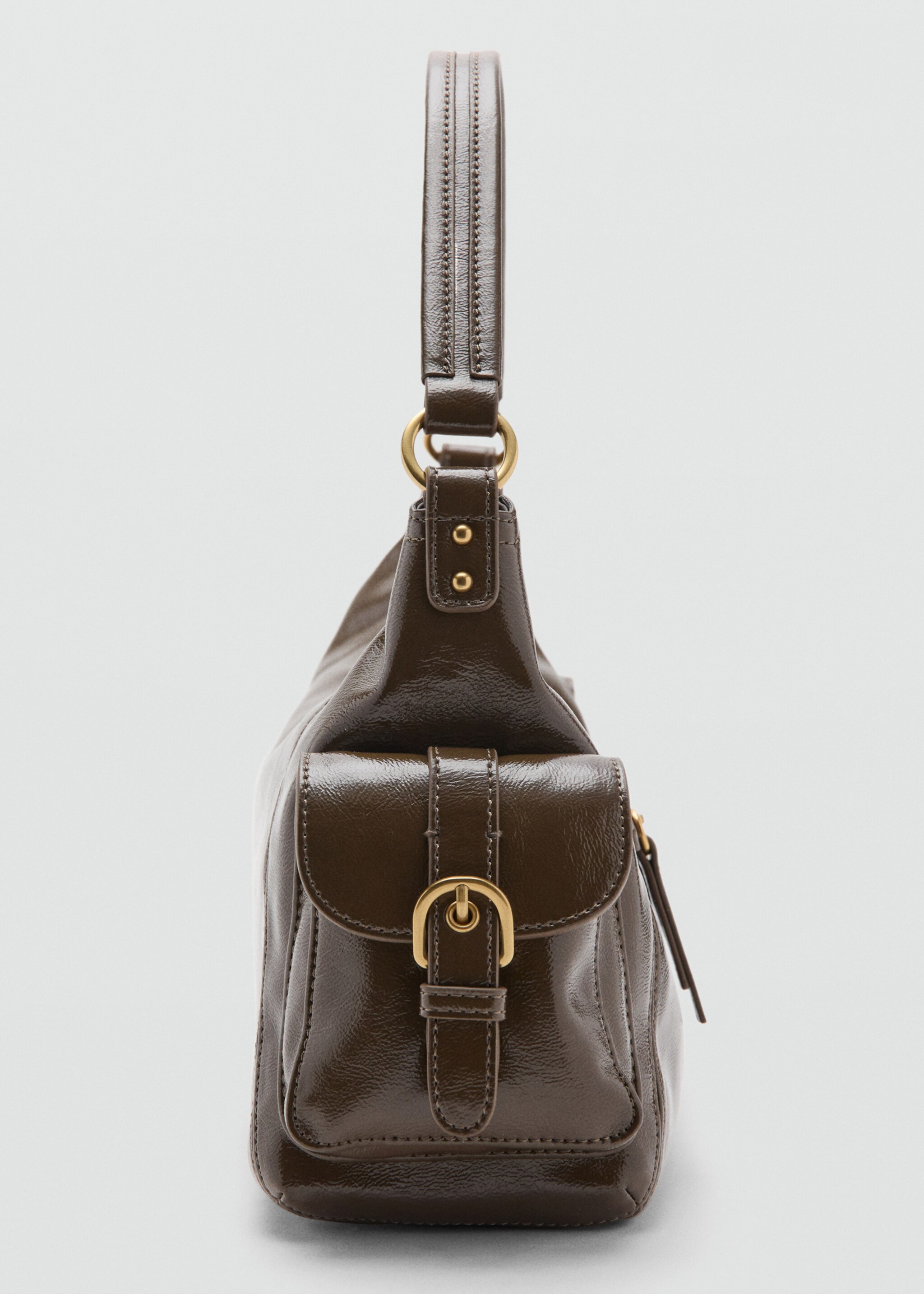 Shoulder bag with pockets - Details of the article 1, Khaki. Ref: 27031235-00.