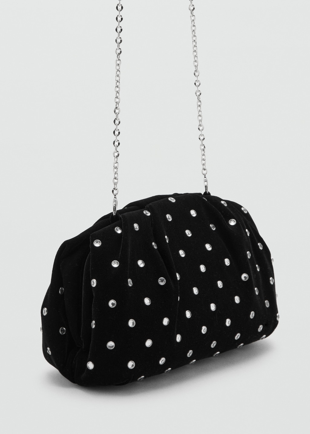 Velvet clutch with rhinestones