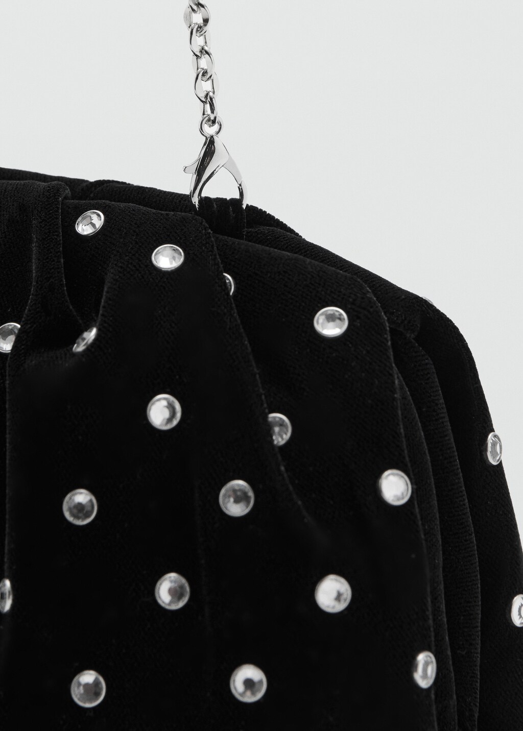 Velvet clutch with rhinestones