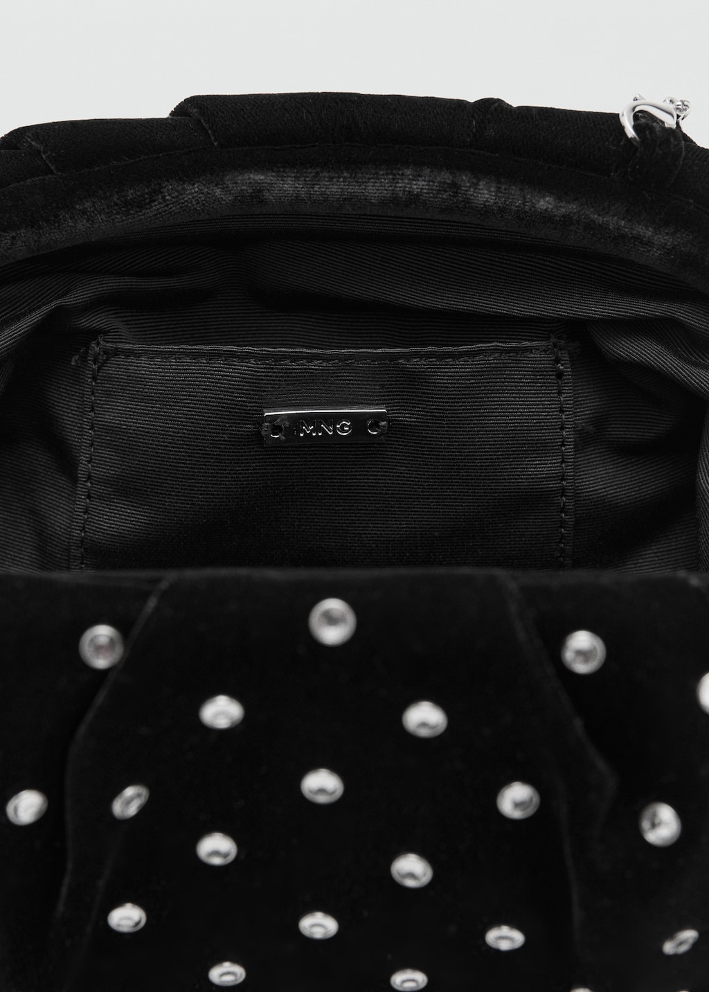 Velvet clutch with rhinestones