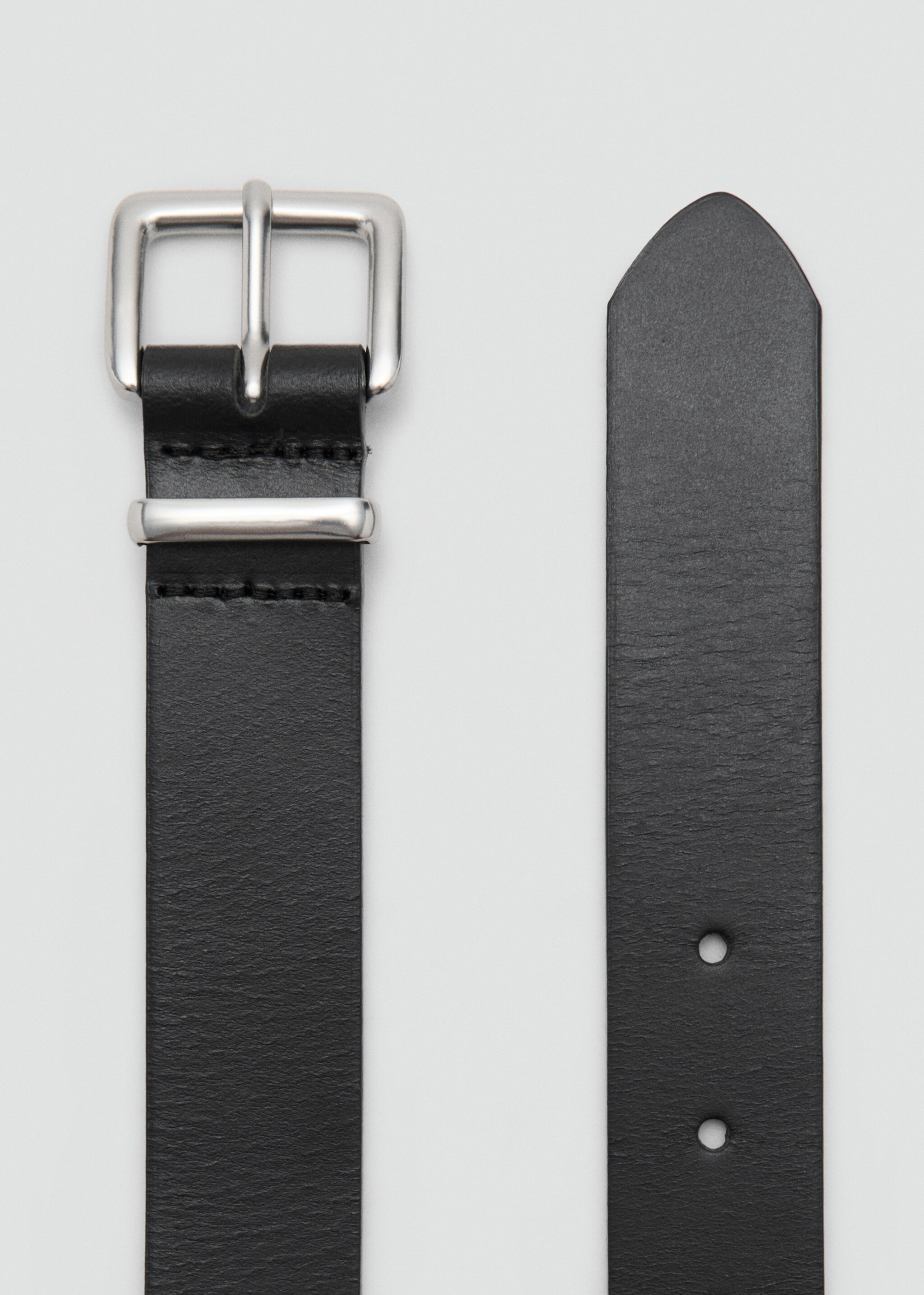 Buckle leather belt - Details of the article 1, Black. Ref: 27031251-00.