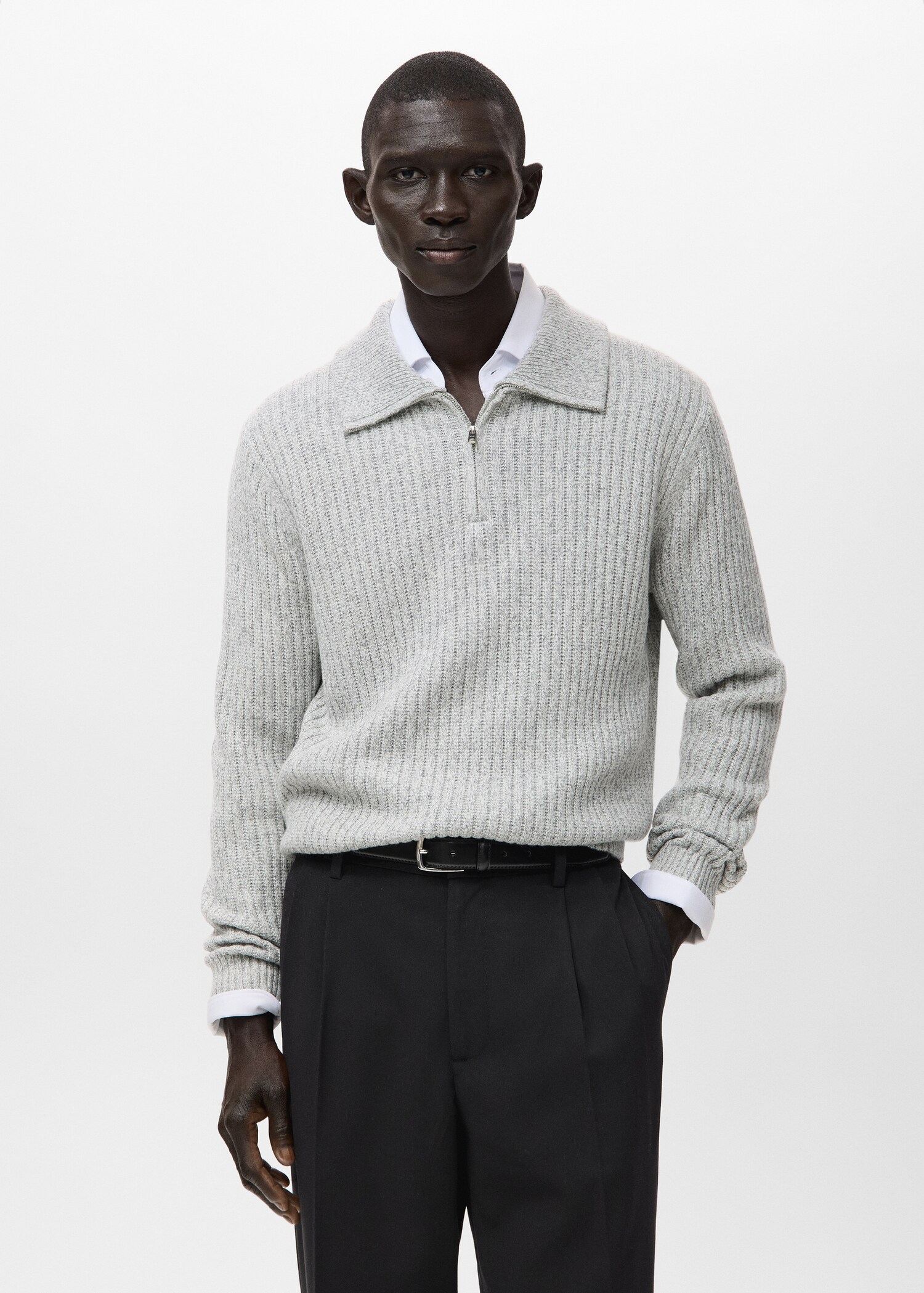 Wool-blend sweater with zip - Medium plane