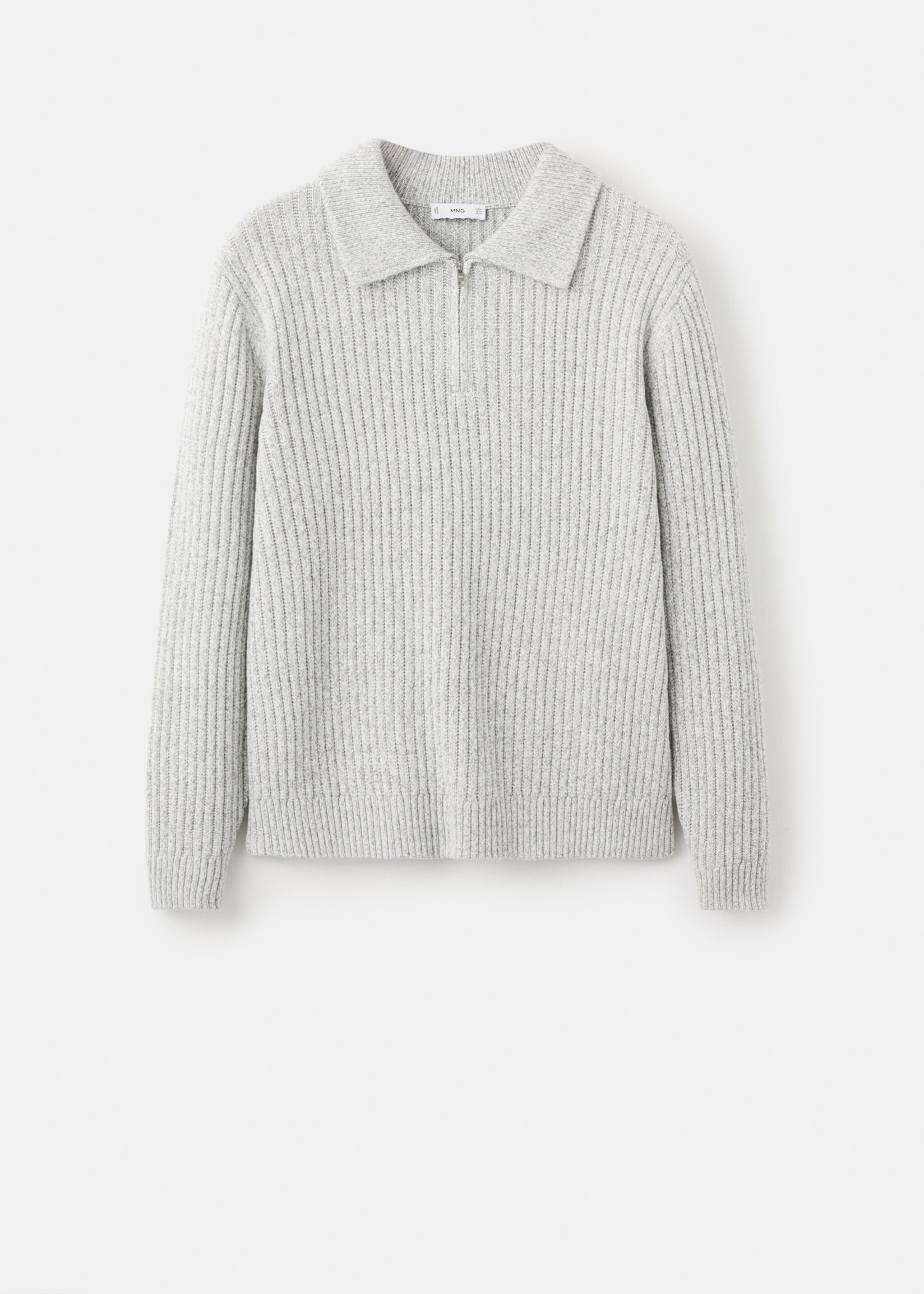 Wool-blend sweater with zip - Article without model, Light Heather Grey. Ref: 27031254-00.