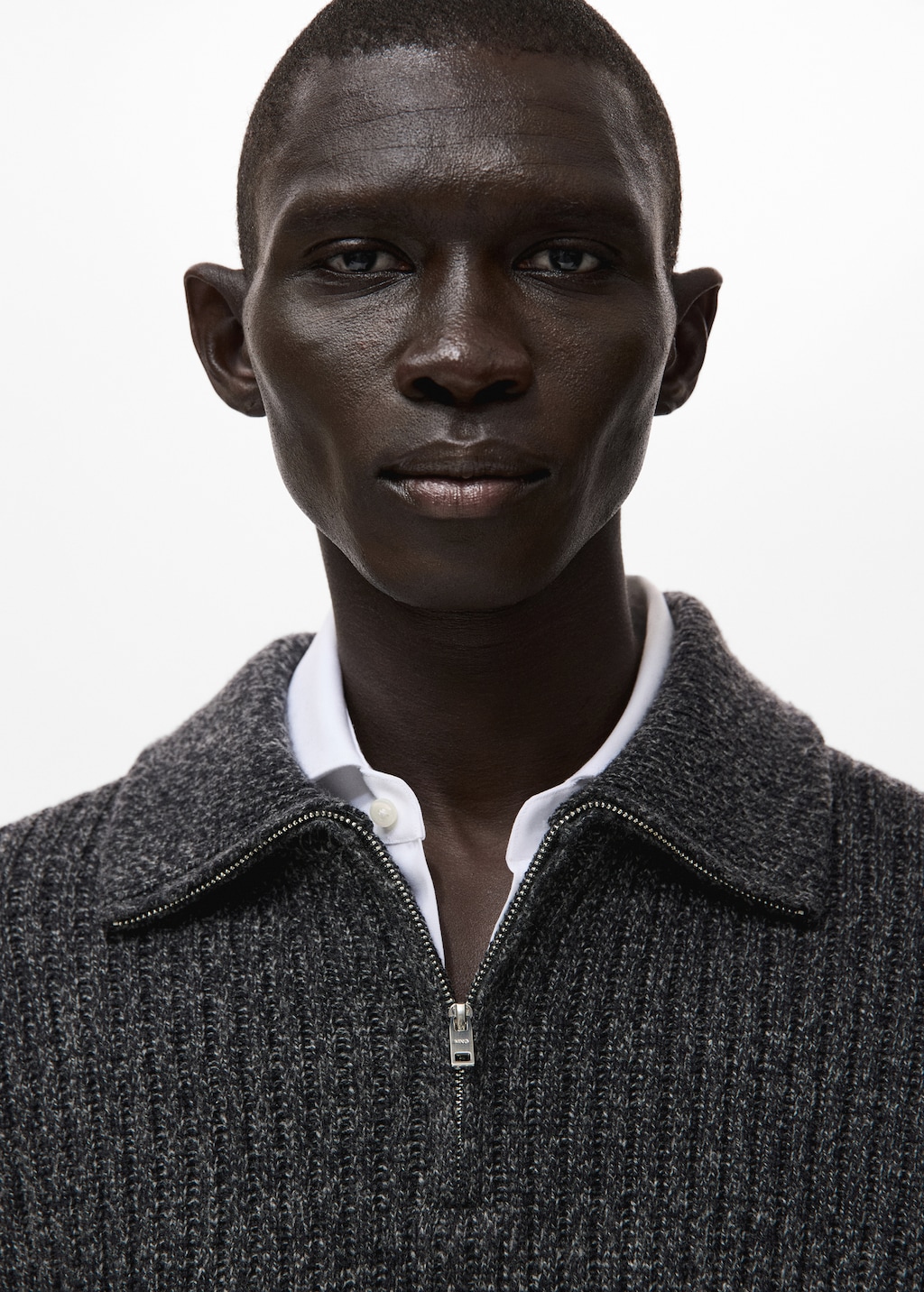 Wool-blend sweater with zipper