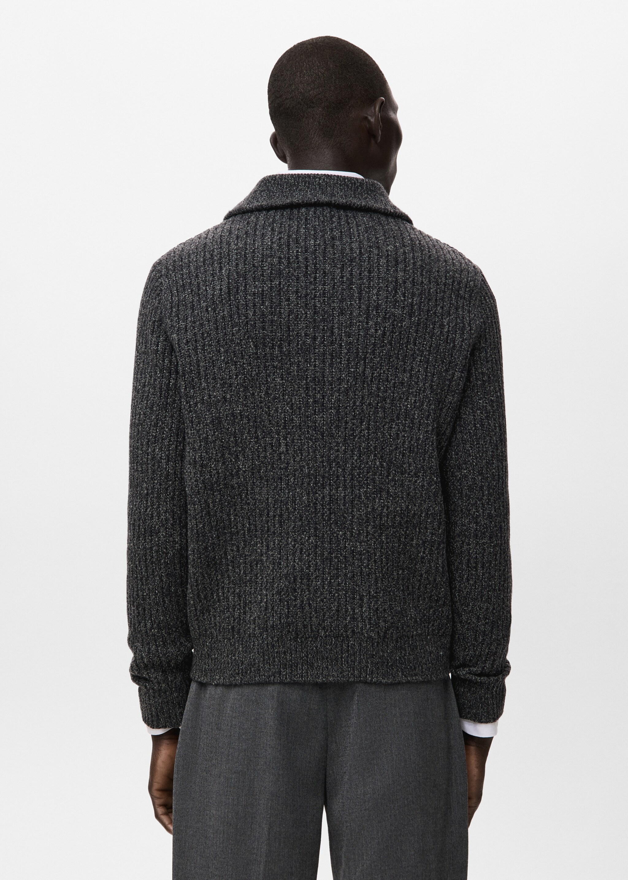 Wool-blend sweater with zip - Reverse of the article, Dark Heather Grey. Ref: 27031254-00.