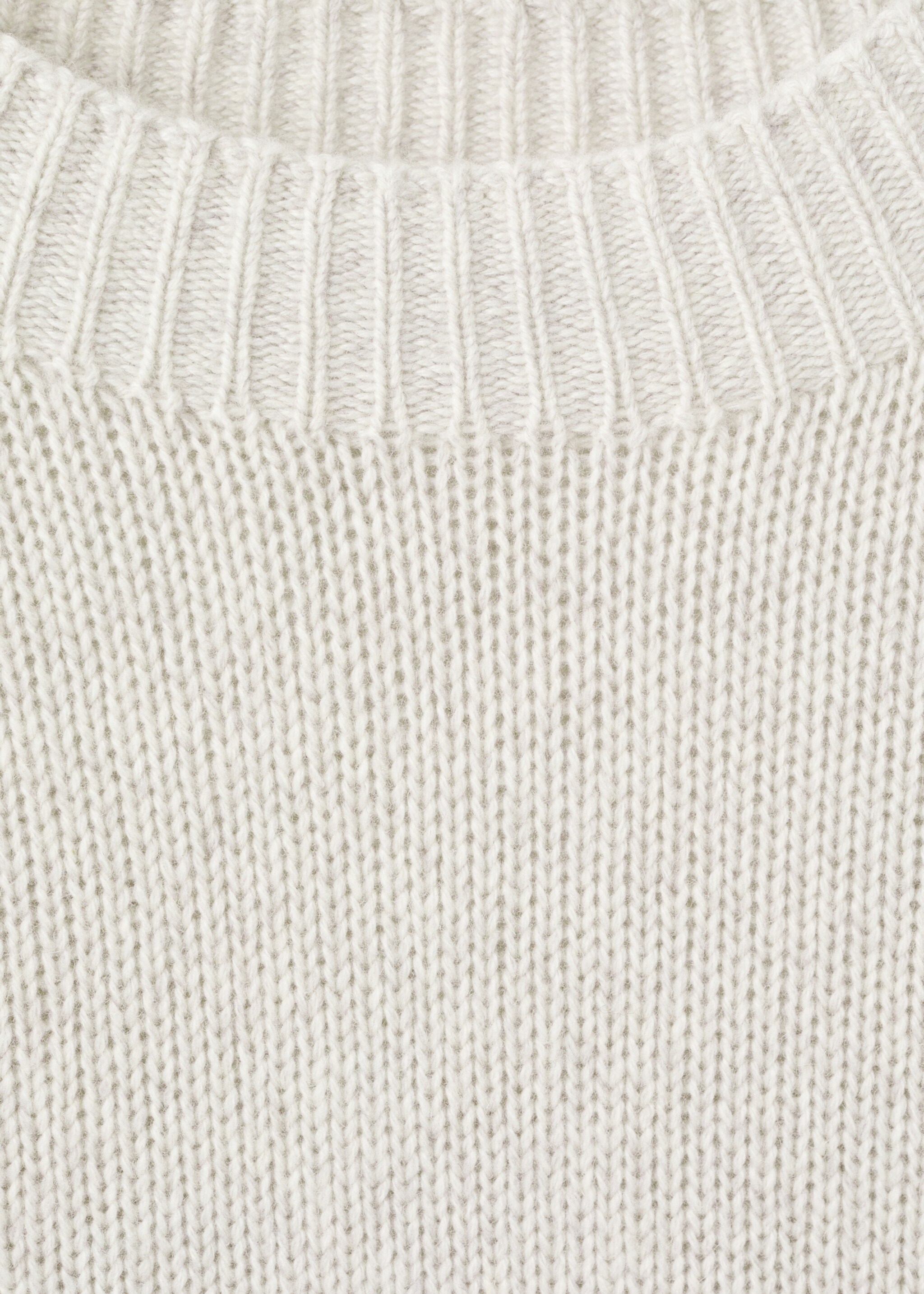 Structured wool-blend knitted sweater - Details of the article 8, Ecru. Ref: 27031255-00.