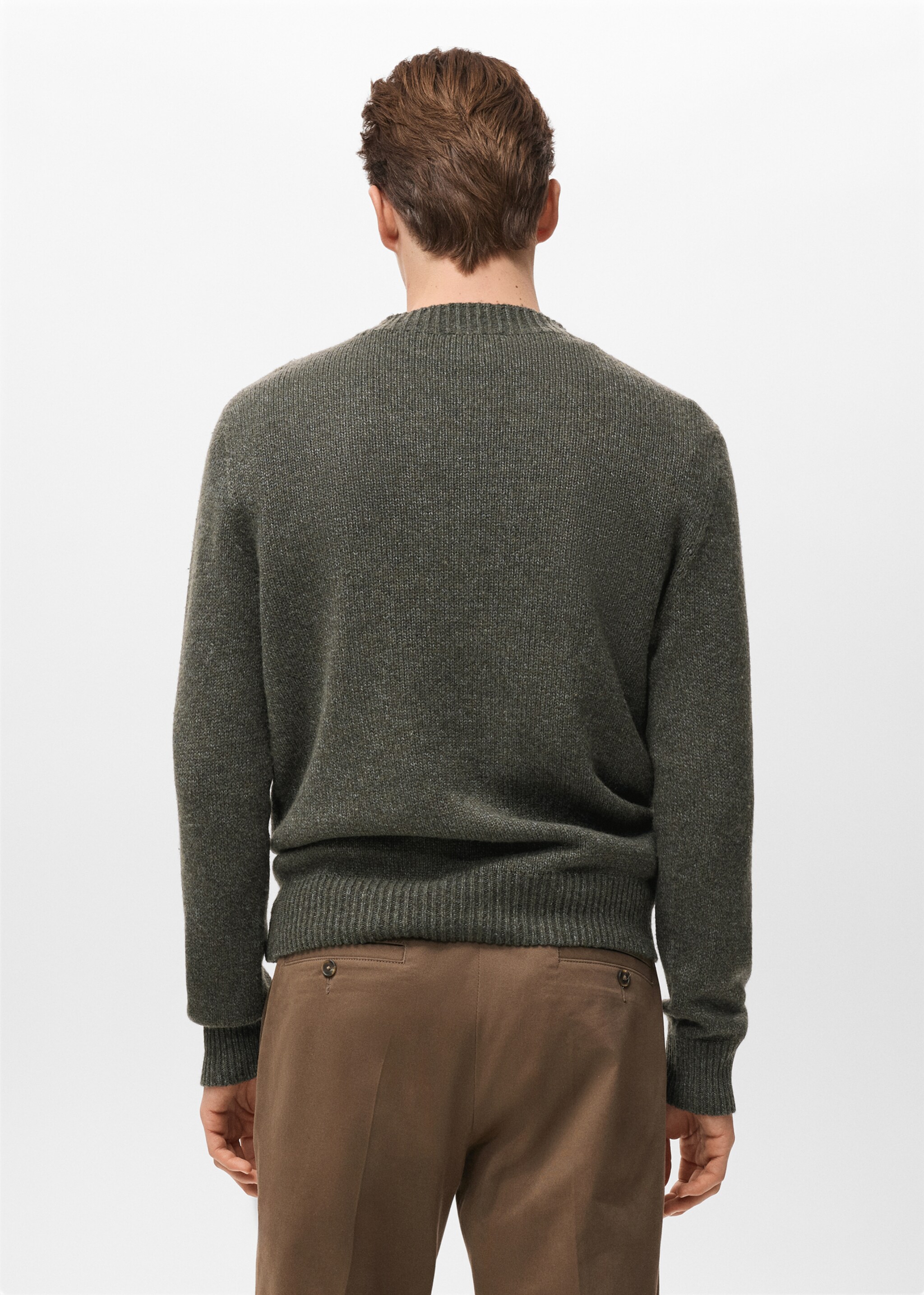 Structured wool-blend knitted sweater - Reverse of the article, Khaki. Ref: 27031255-00.