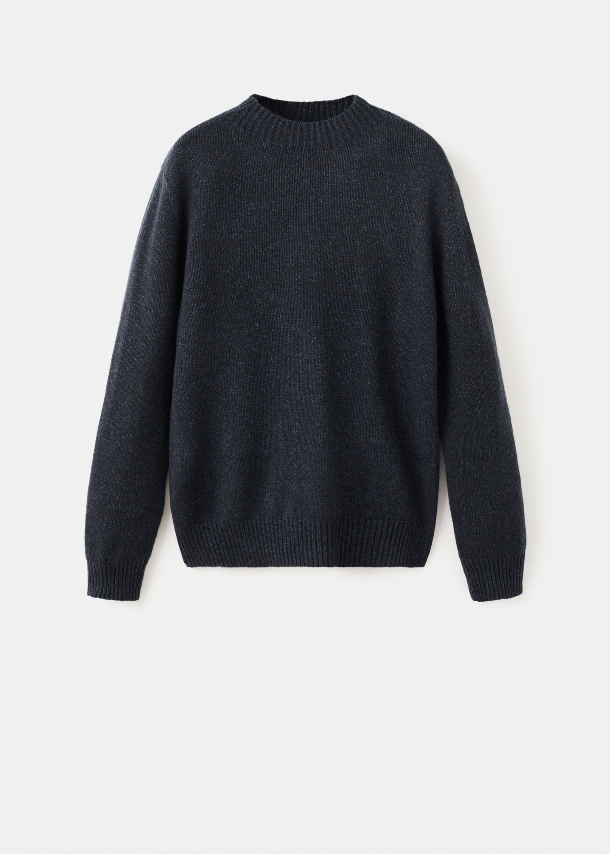 Structured wool-blend knitted sweater - Article without model, Navy. Ref: 27031255-00.