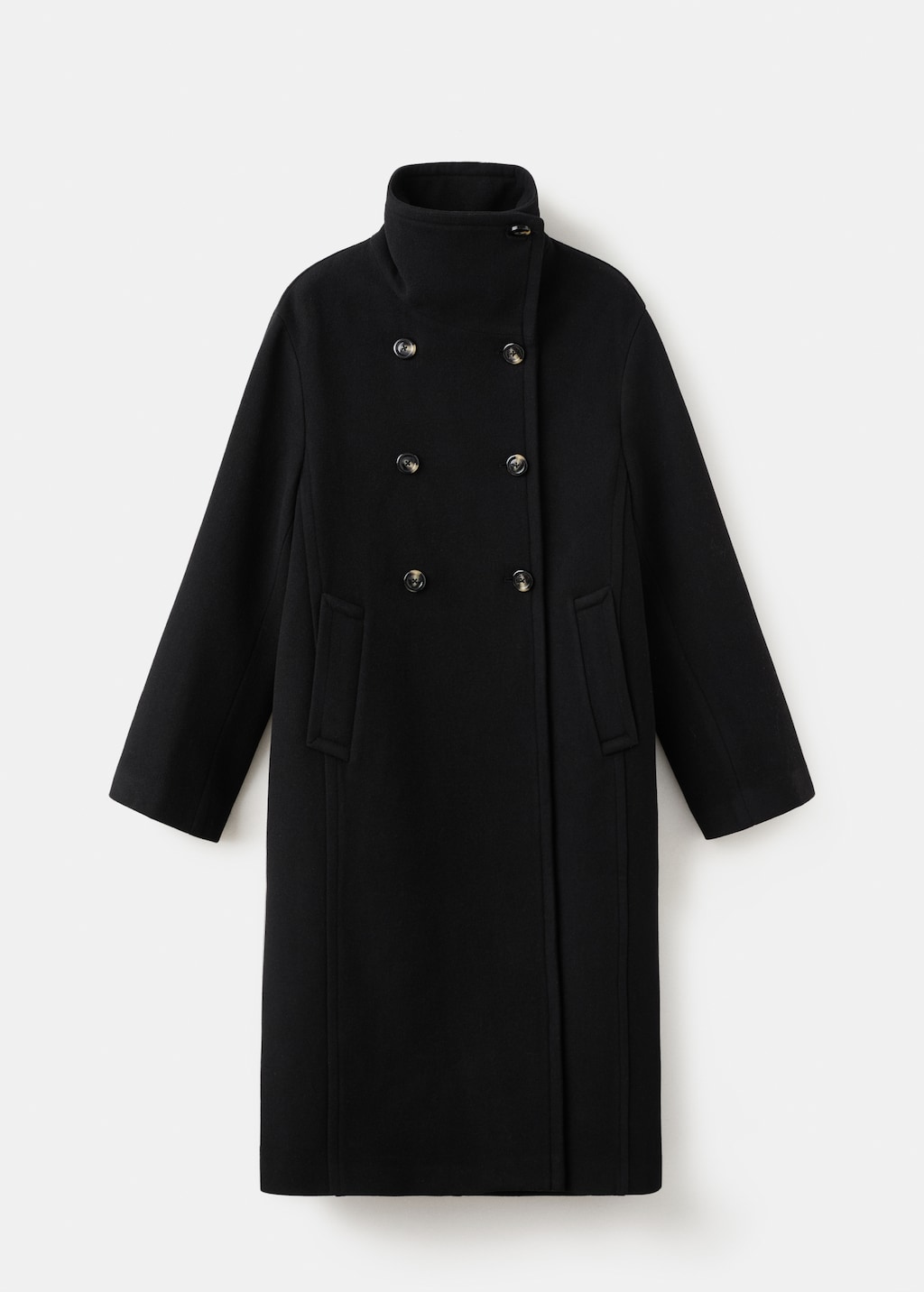 Mango Wool-blend funnel-neck coat