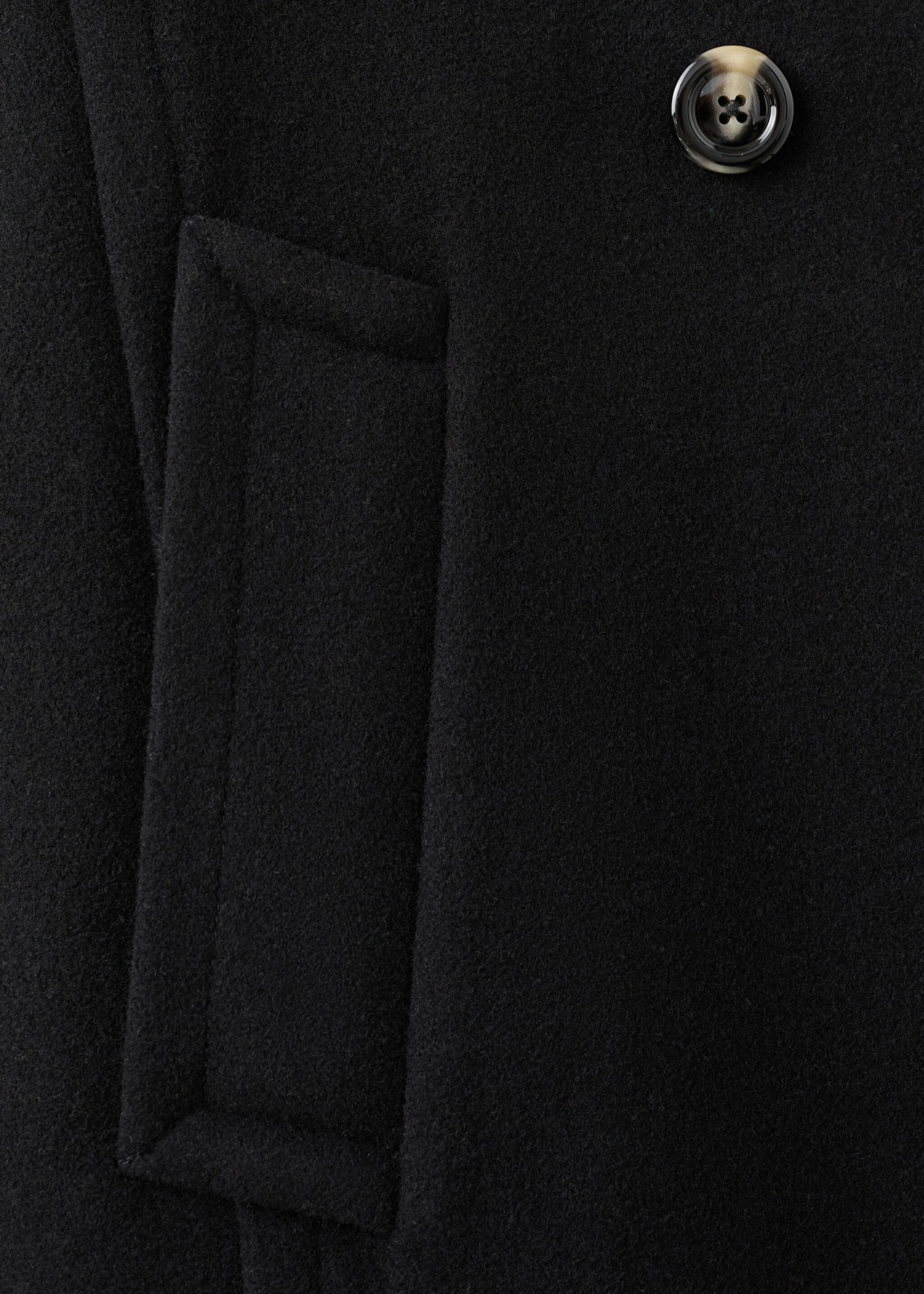Wool-blend funnel-neck coat - Details of the article 0, Black. Ref: 27031261-00.