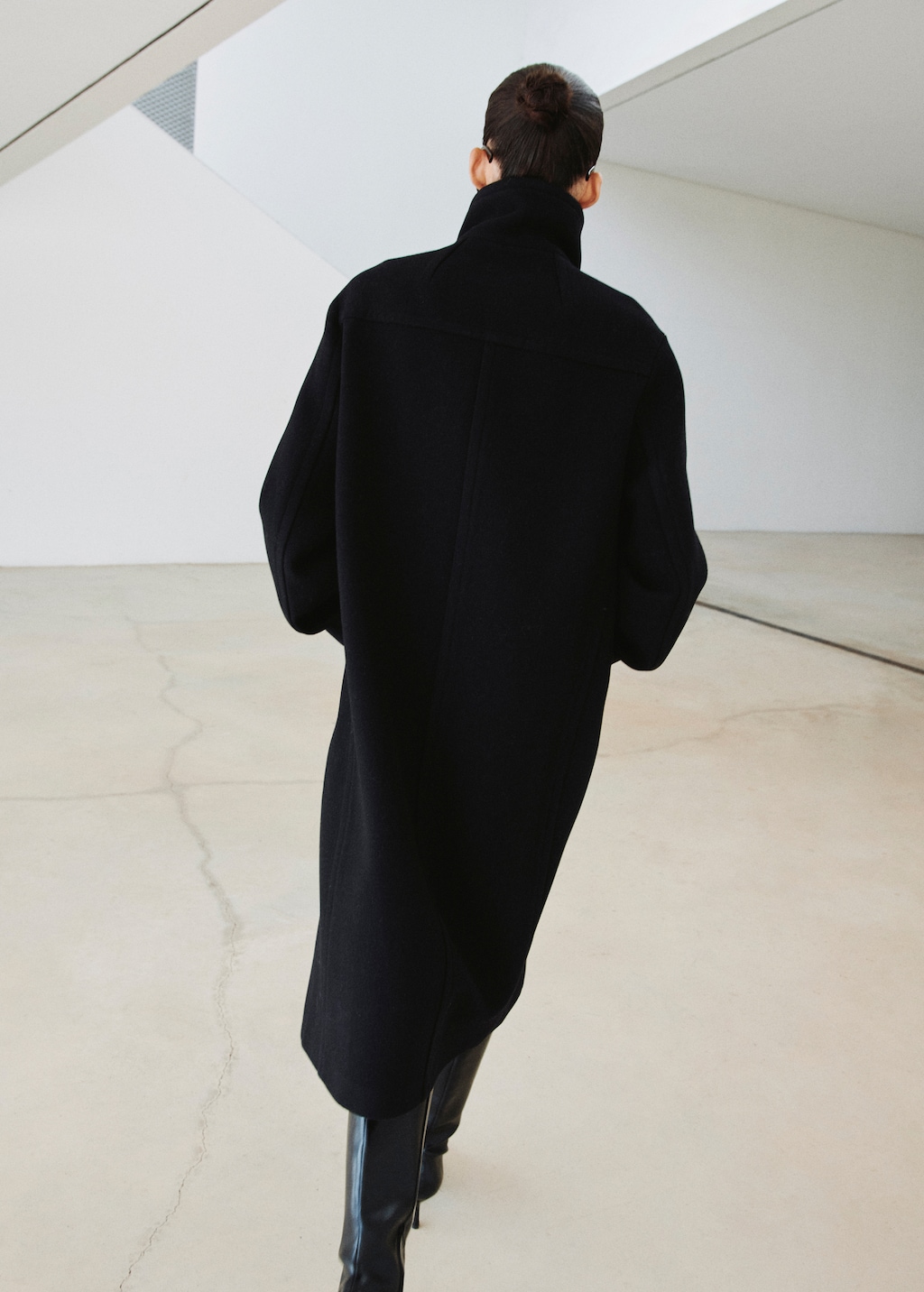Mango Wool-blend funnel-neck coat