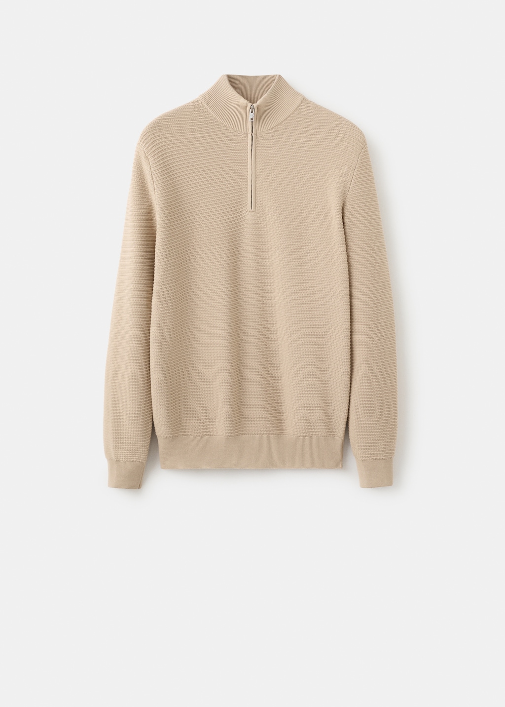 Cotton sweater with neck zip