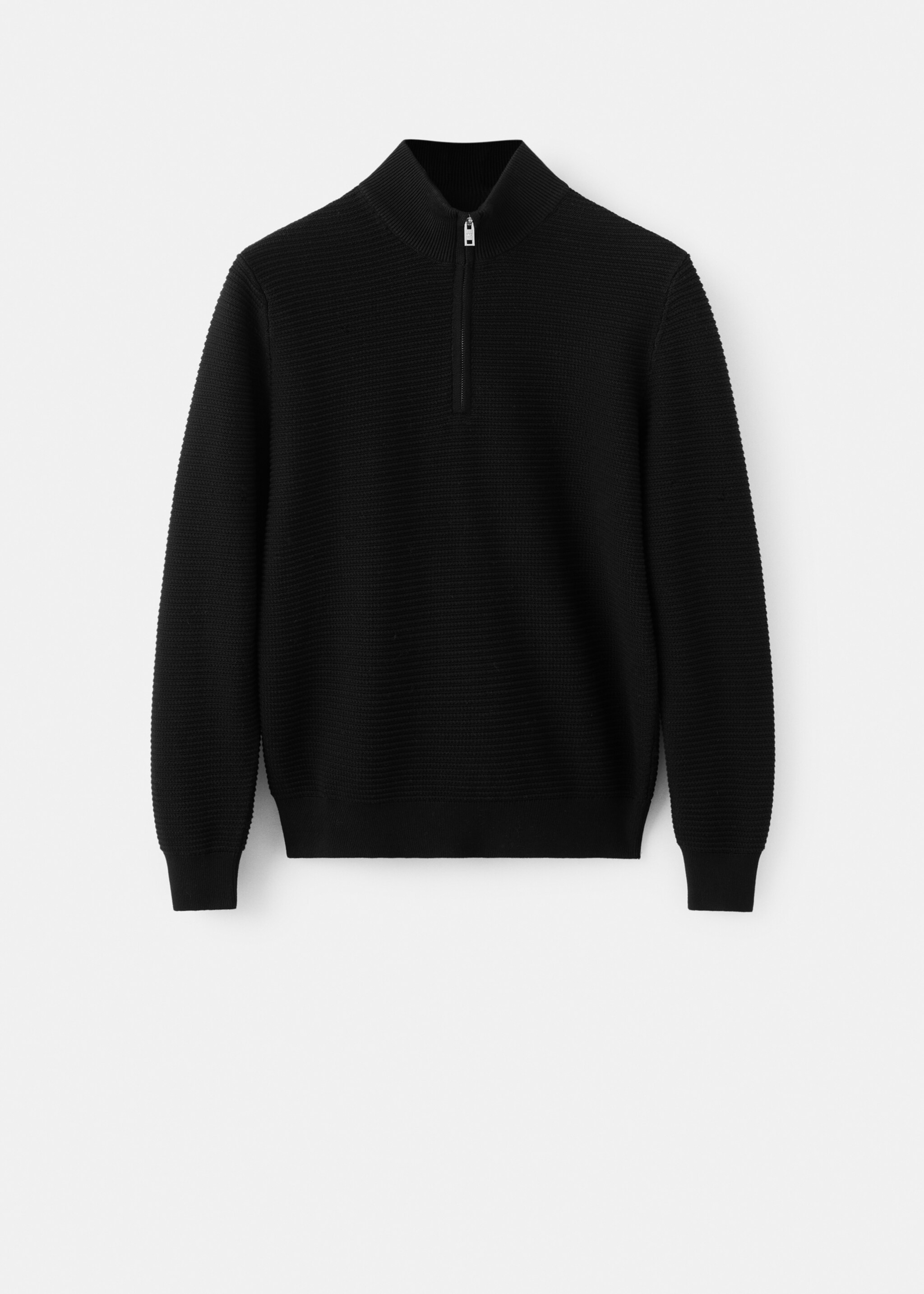 100% cotton structured sweater - Article without model, Black. Ref: 27031262-00.