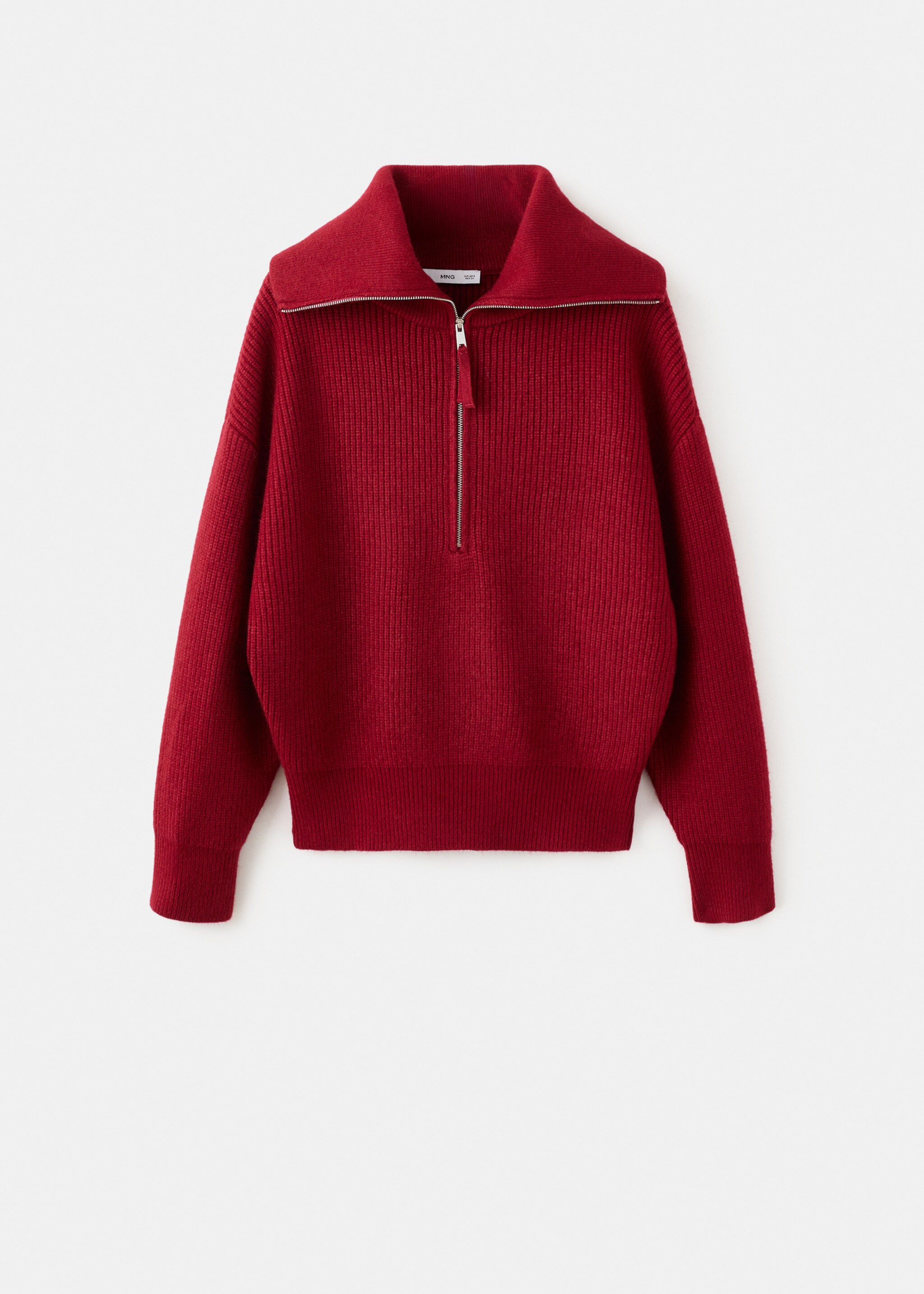Sweater with funnel neck and zip - Article without model, Maroon. Ref: 27031266-00.