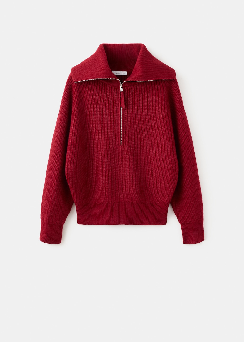 Sweater with funnel neck and zip