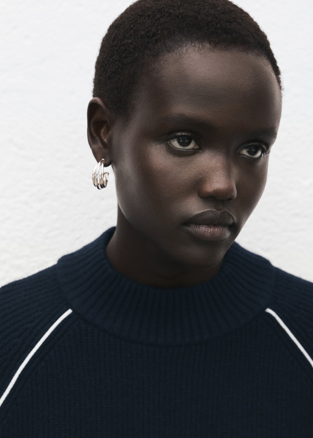 Mango Sweater with contrasting stripes and perkins collar