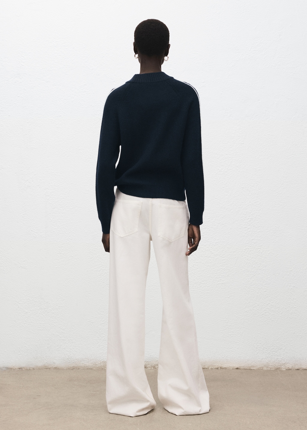 Mango Sweater with contrasting stripes and perkins collar