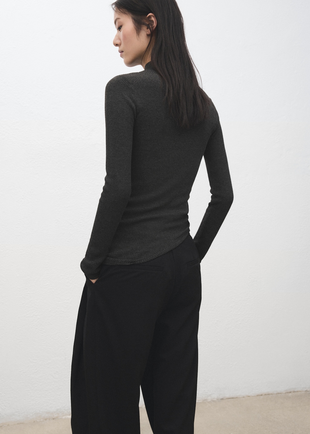 Sweater with asymmetrical turtleneck
