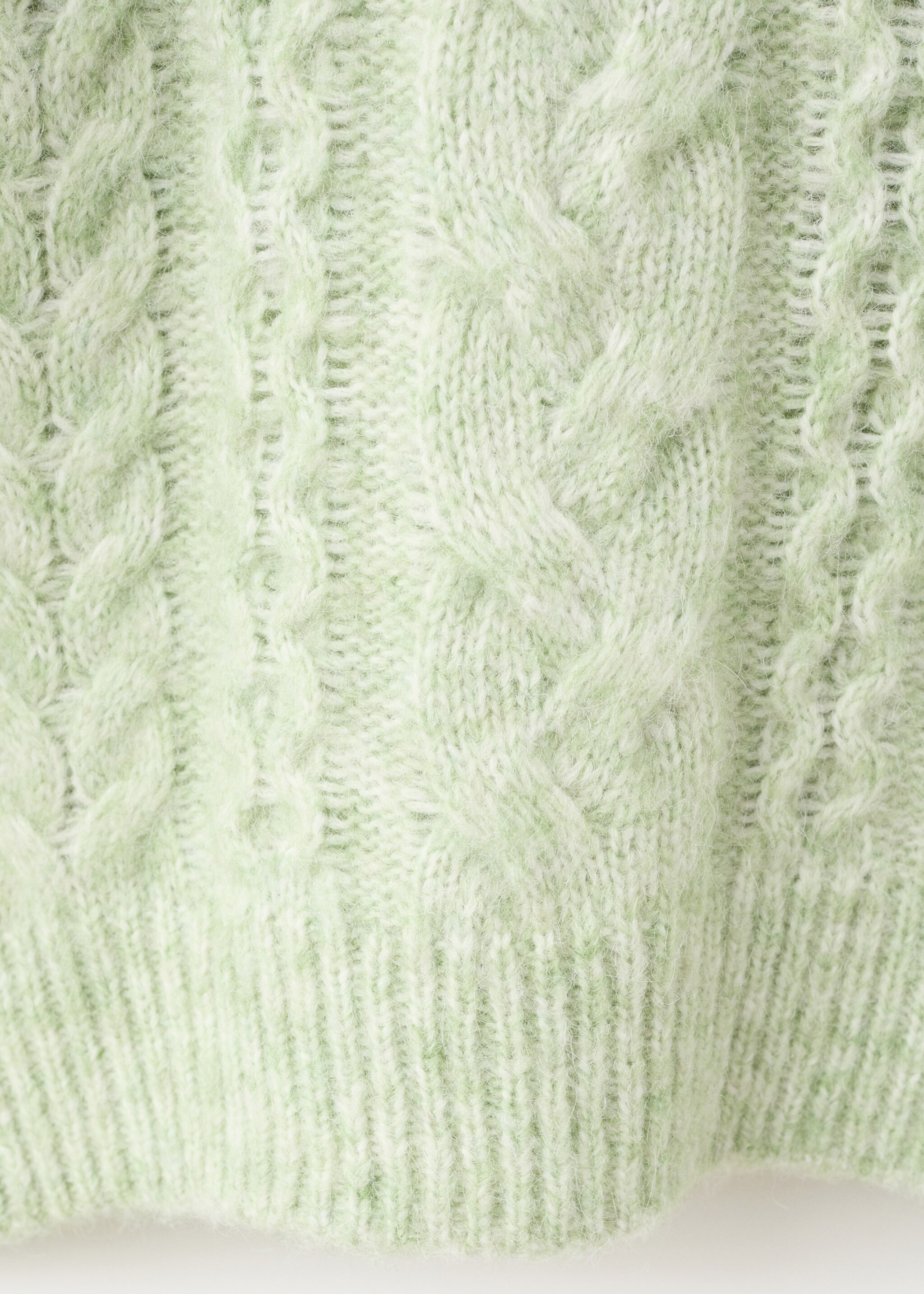 Braided sweater with perkins neck - Details of the article 0, Aqua Green. Ref: 27031269-00.