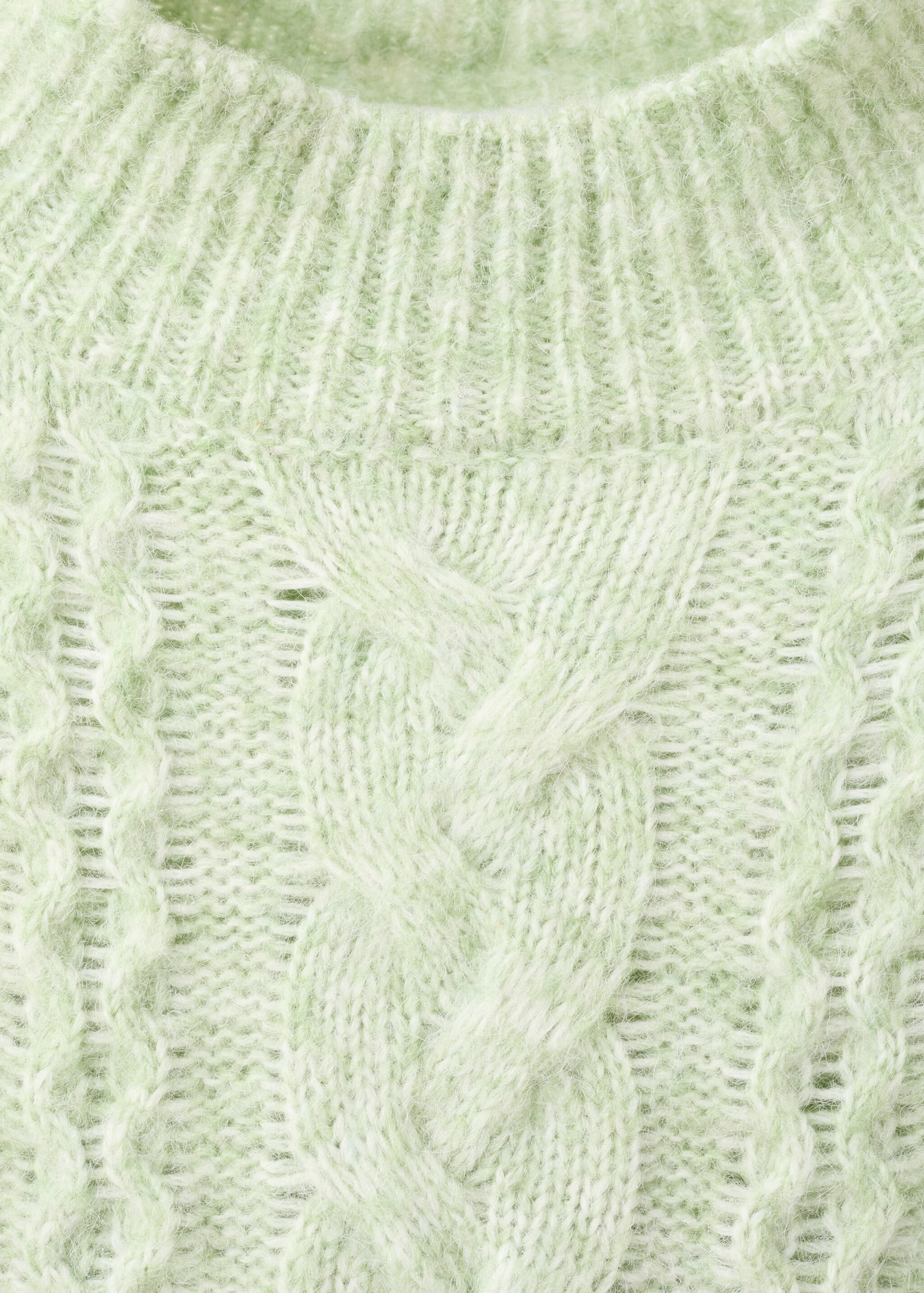Braided sweater with perkins neck - Details of the article 8, Aqua Green. Ref: 27031269-00.