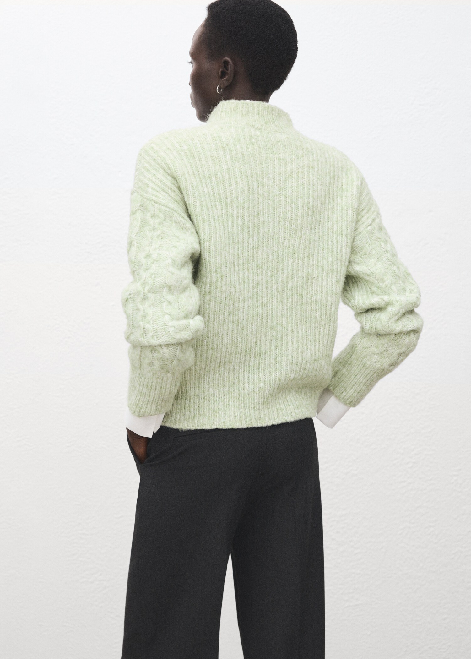 Braided sweater with perkins neck - Reverse of the article