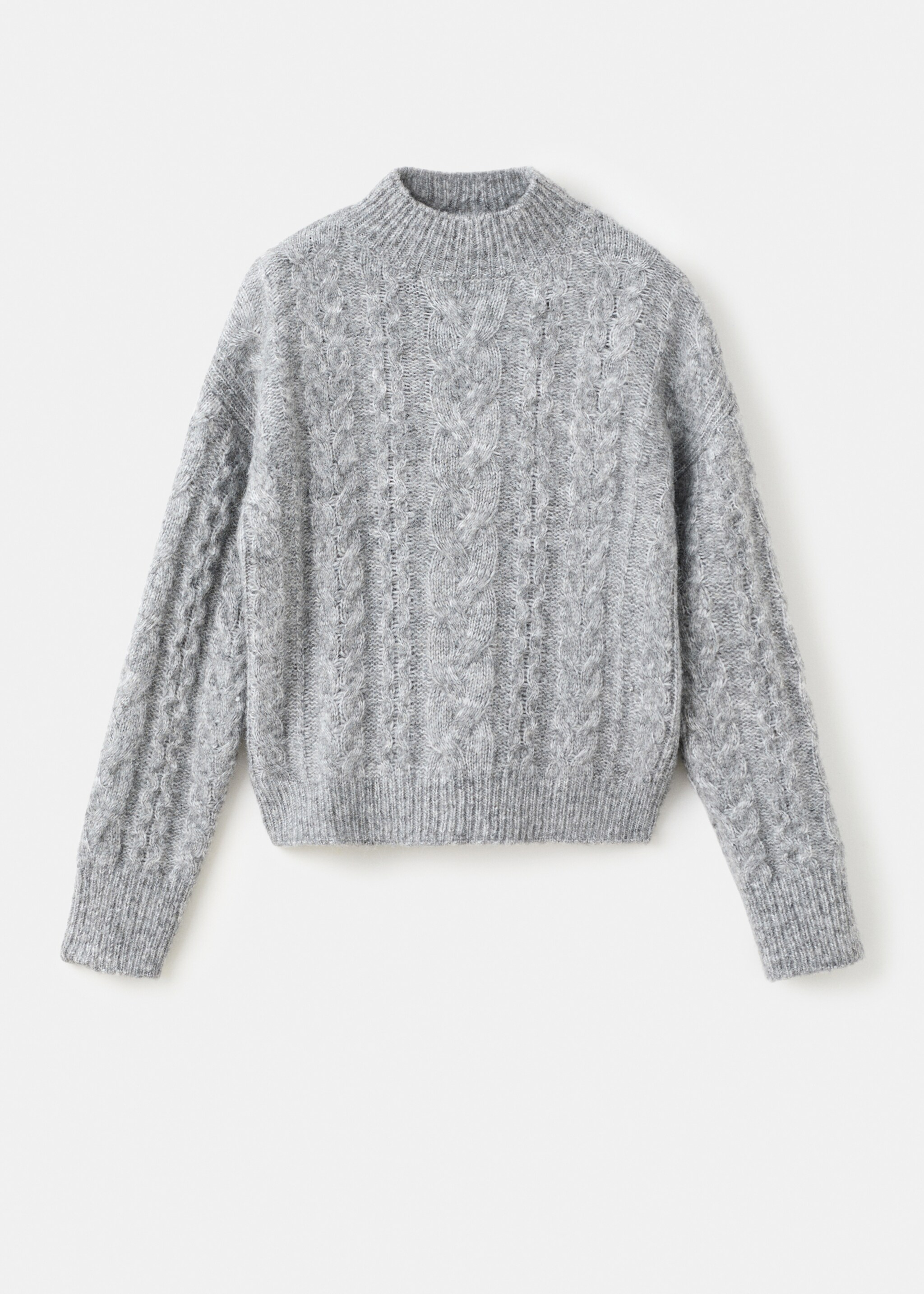 Braided sweater with perkins neck - Article without model, Medium Heather Grey. Ref: 27031269-00.