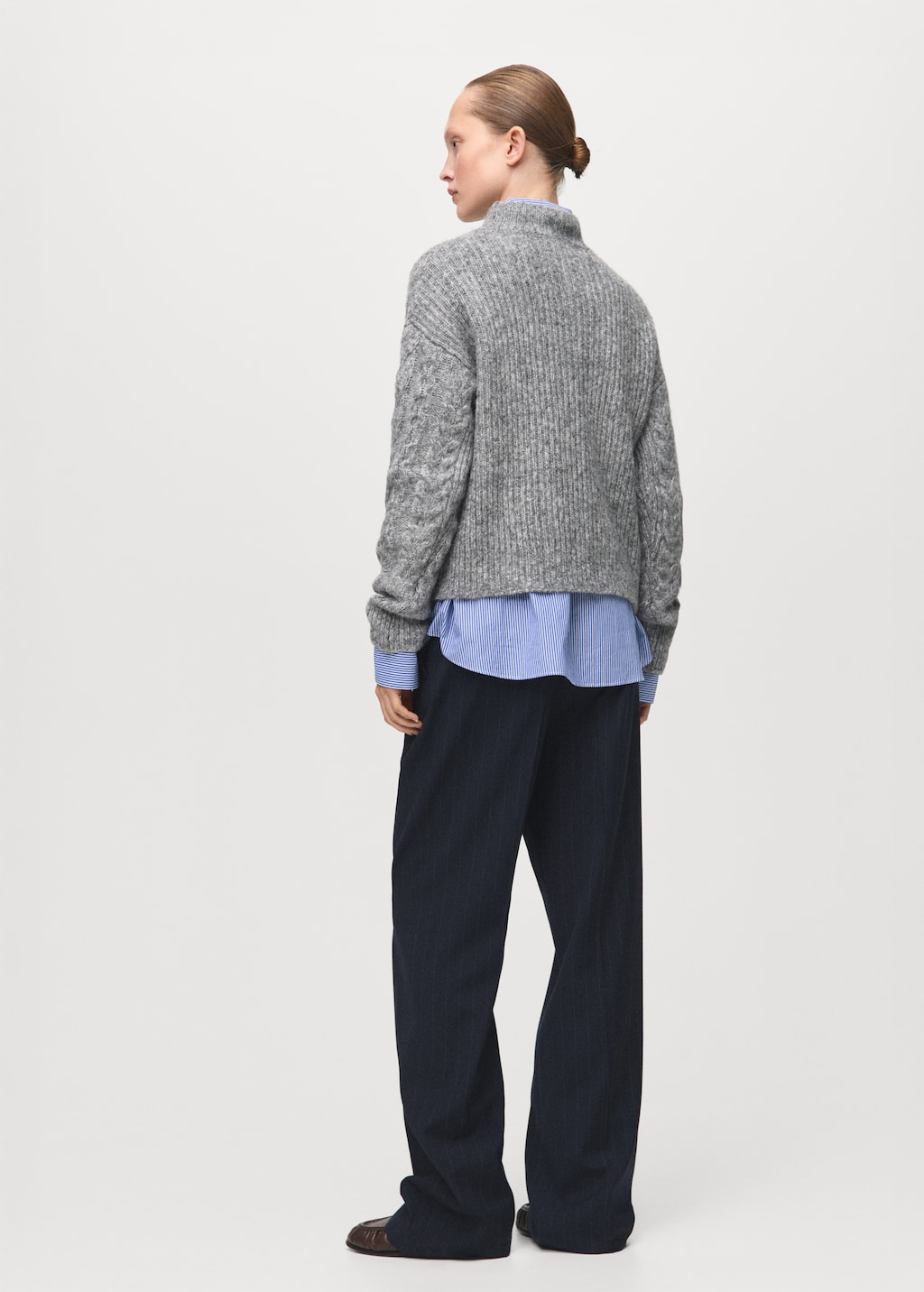 Mango Braided sweater with perkins neck