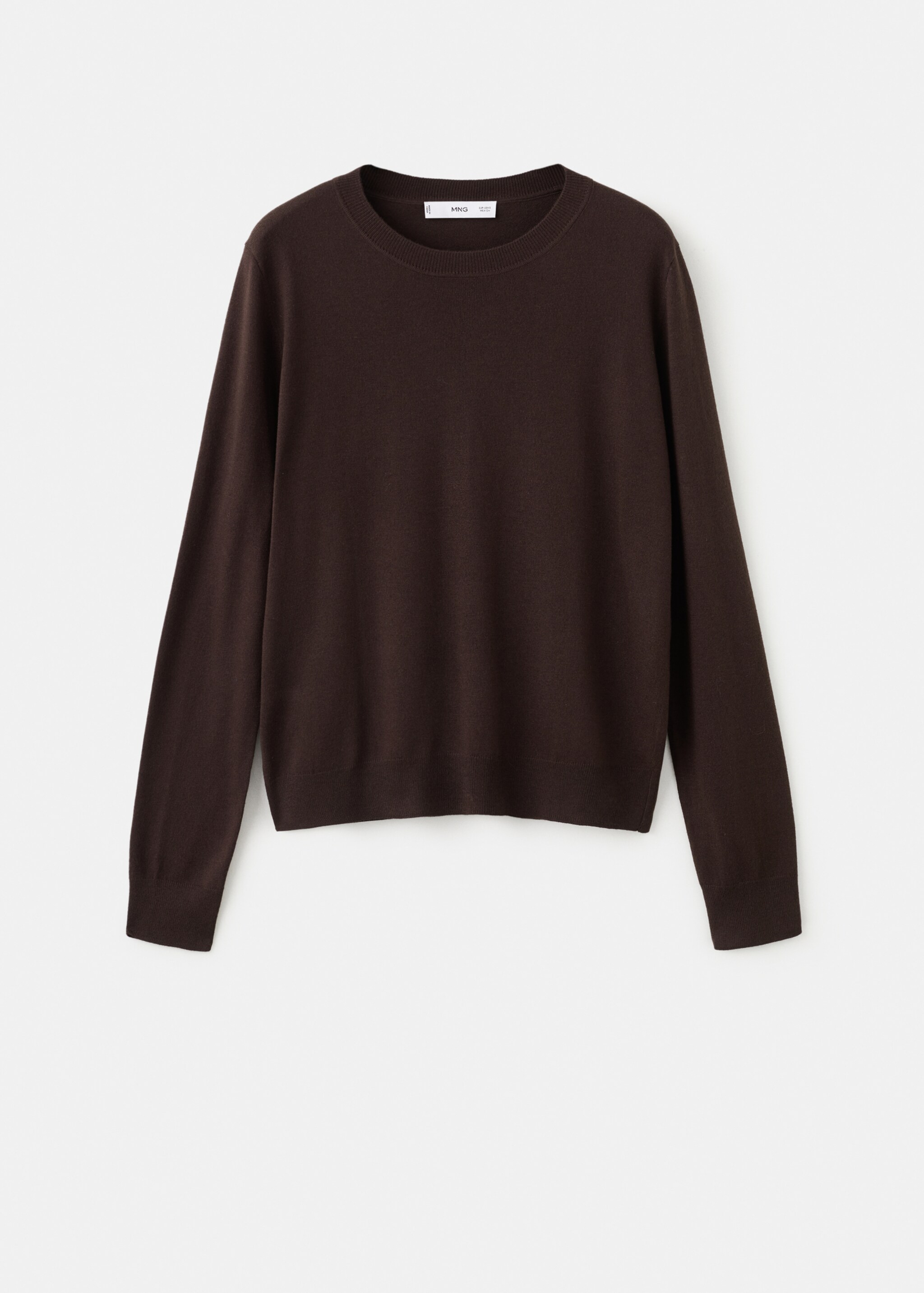 Fine-knit crew-neck sweater - Article without model, Chocolate. Ref: 27031275-00.