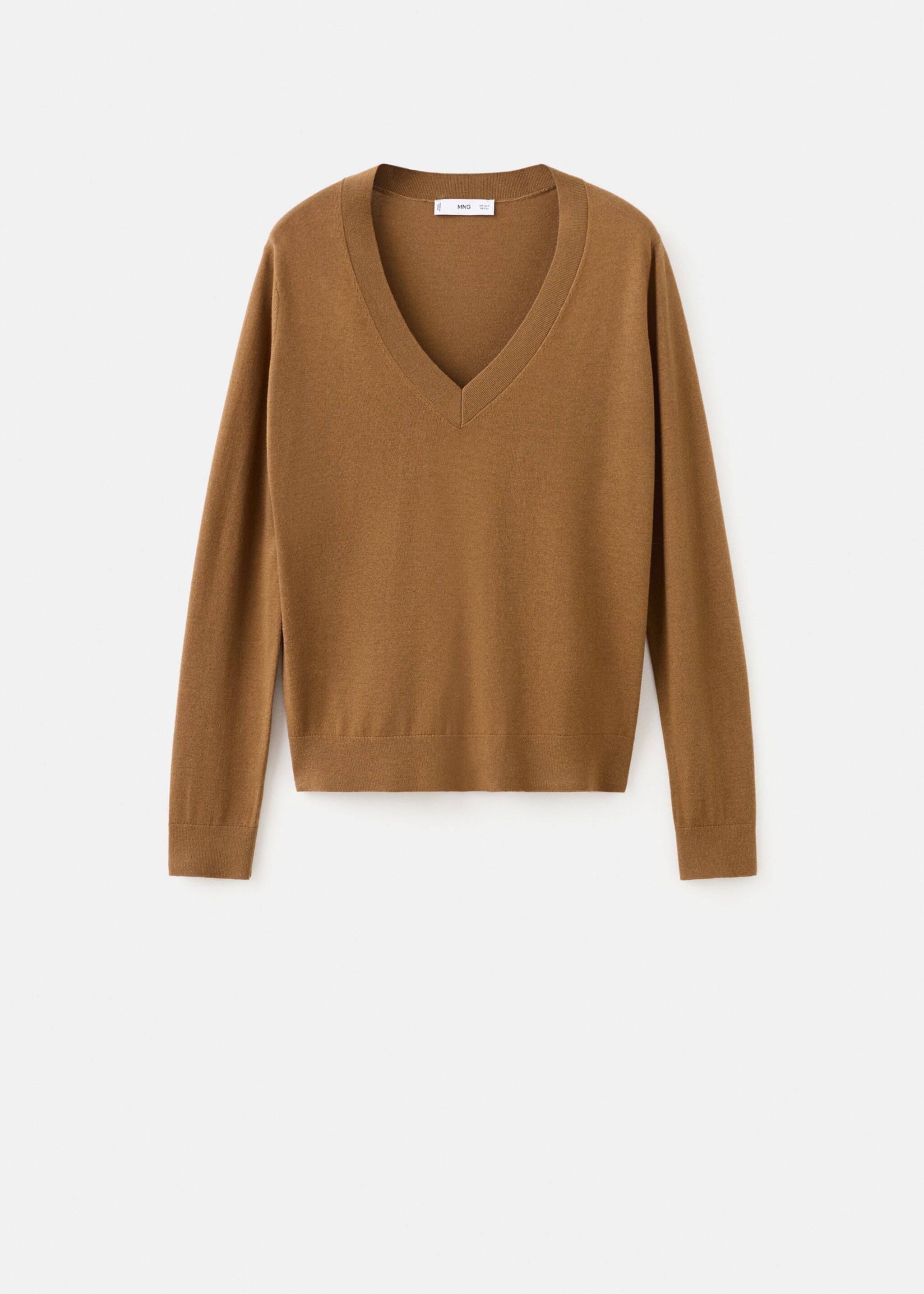 V-neck knit sweater - Article without model, Tobacco Brown. Ref: 27031276-00.