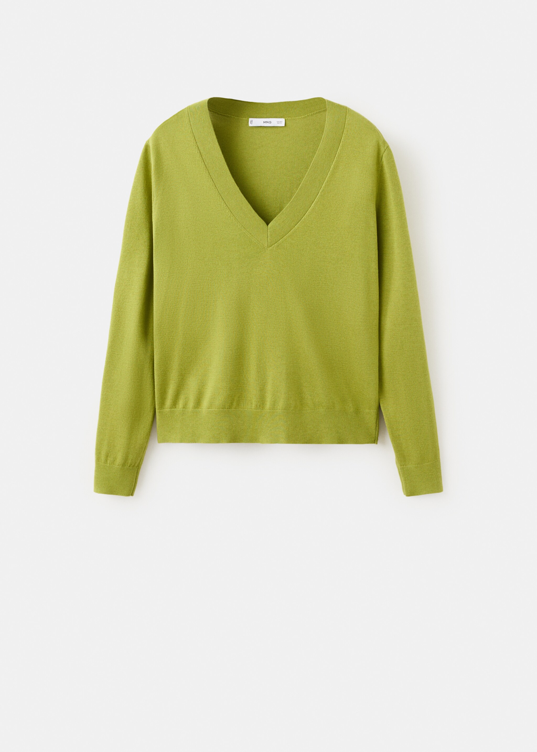 V-neck knit sweater - Article without model, Green. Ref: 27031276-00.