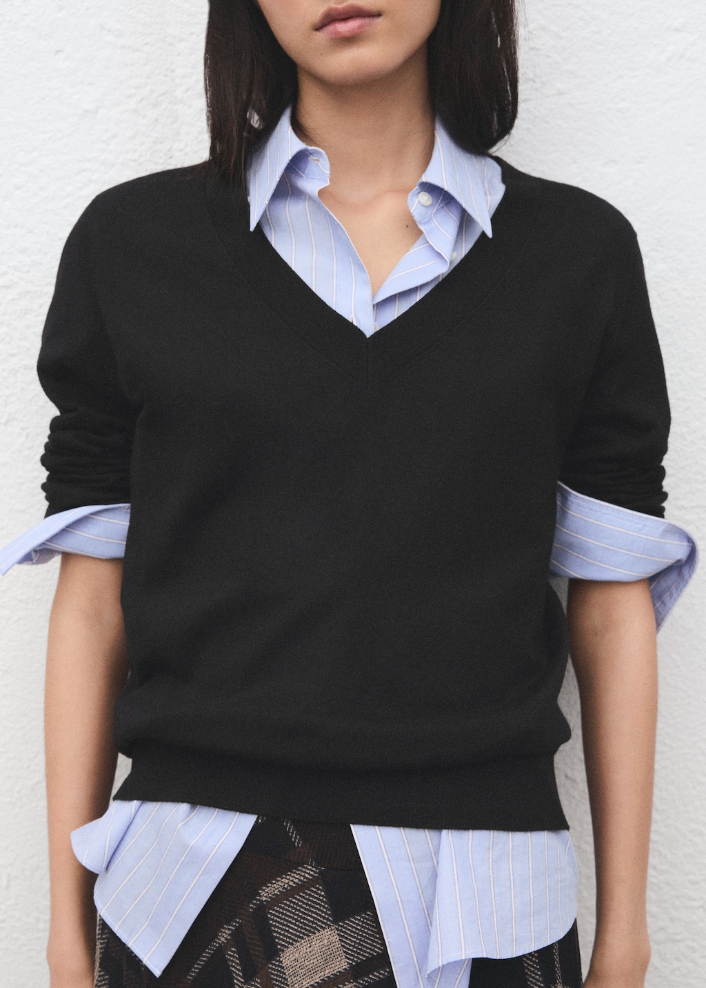 V-neck knit sweater