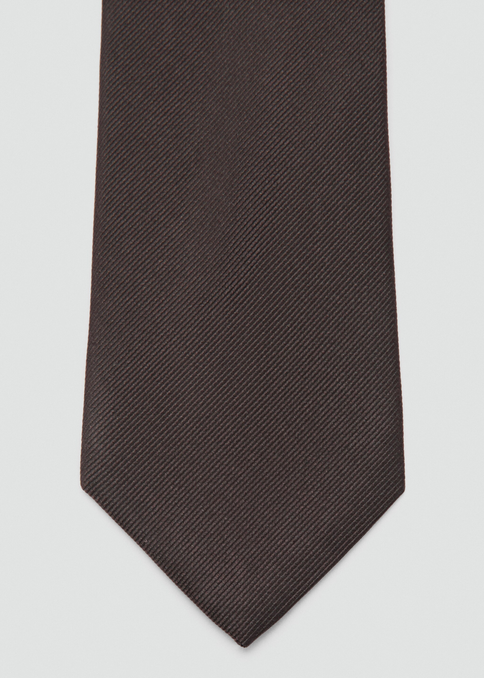 Plain silk tie - Details of the article 1, Brown. Ref: 27031277-00.