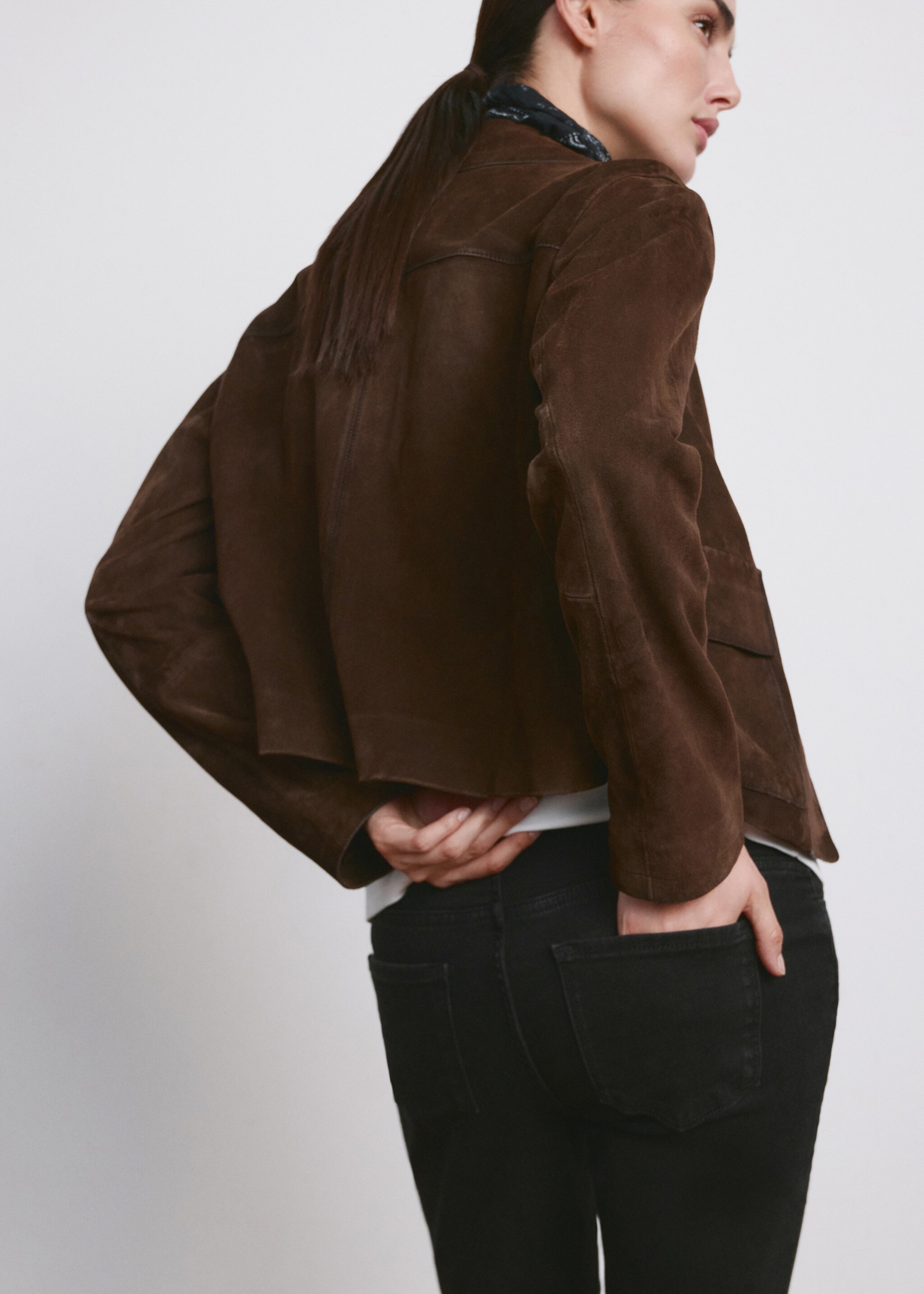 Maternity flared cropped jeans - Details of the article 2, Black denim. Ref: 27031280-00.