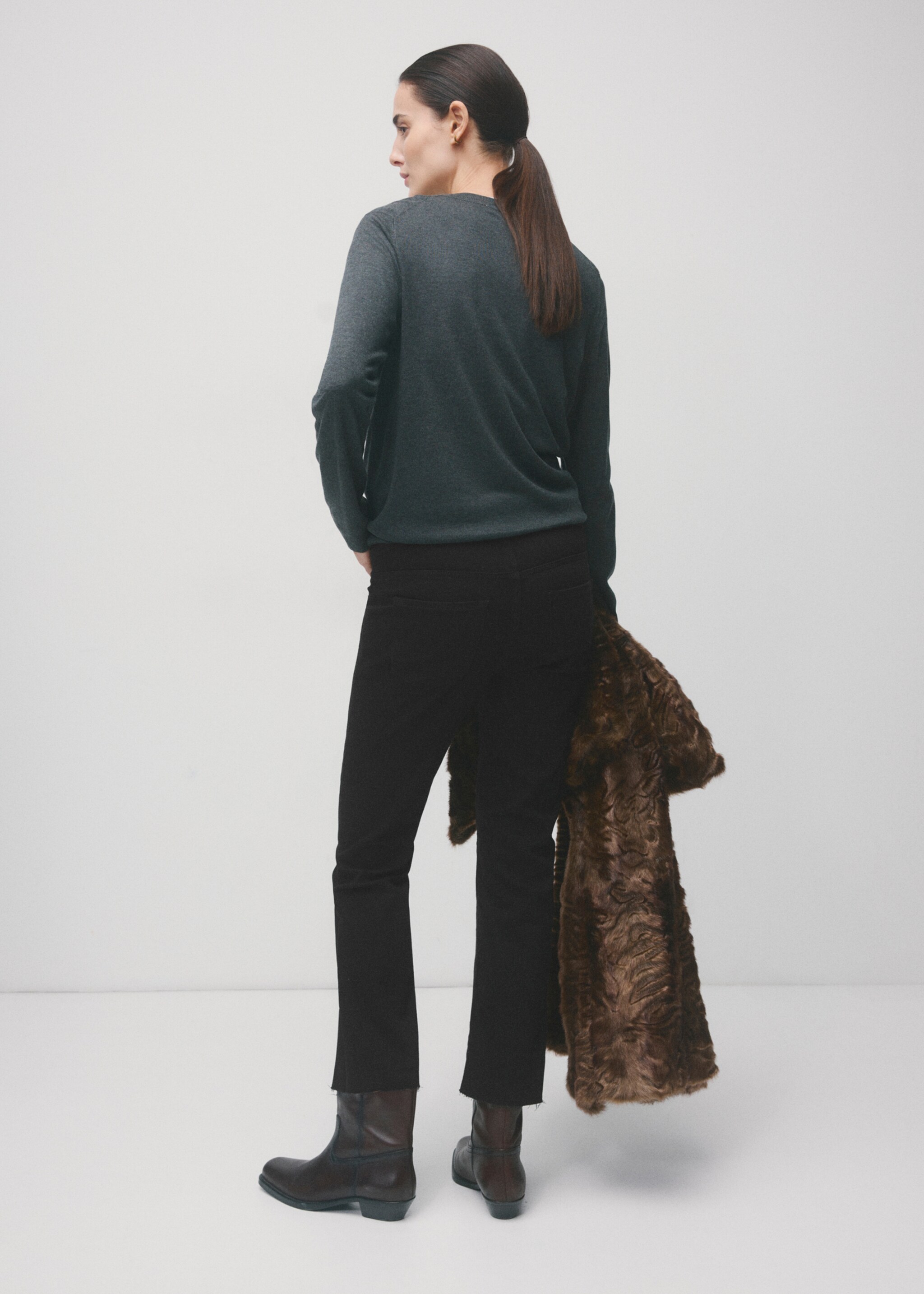 Jean de grossesse flare crop - Verso de l’article, Black denim. Ref: 27031280-00.