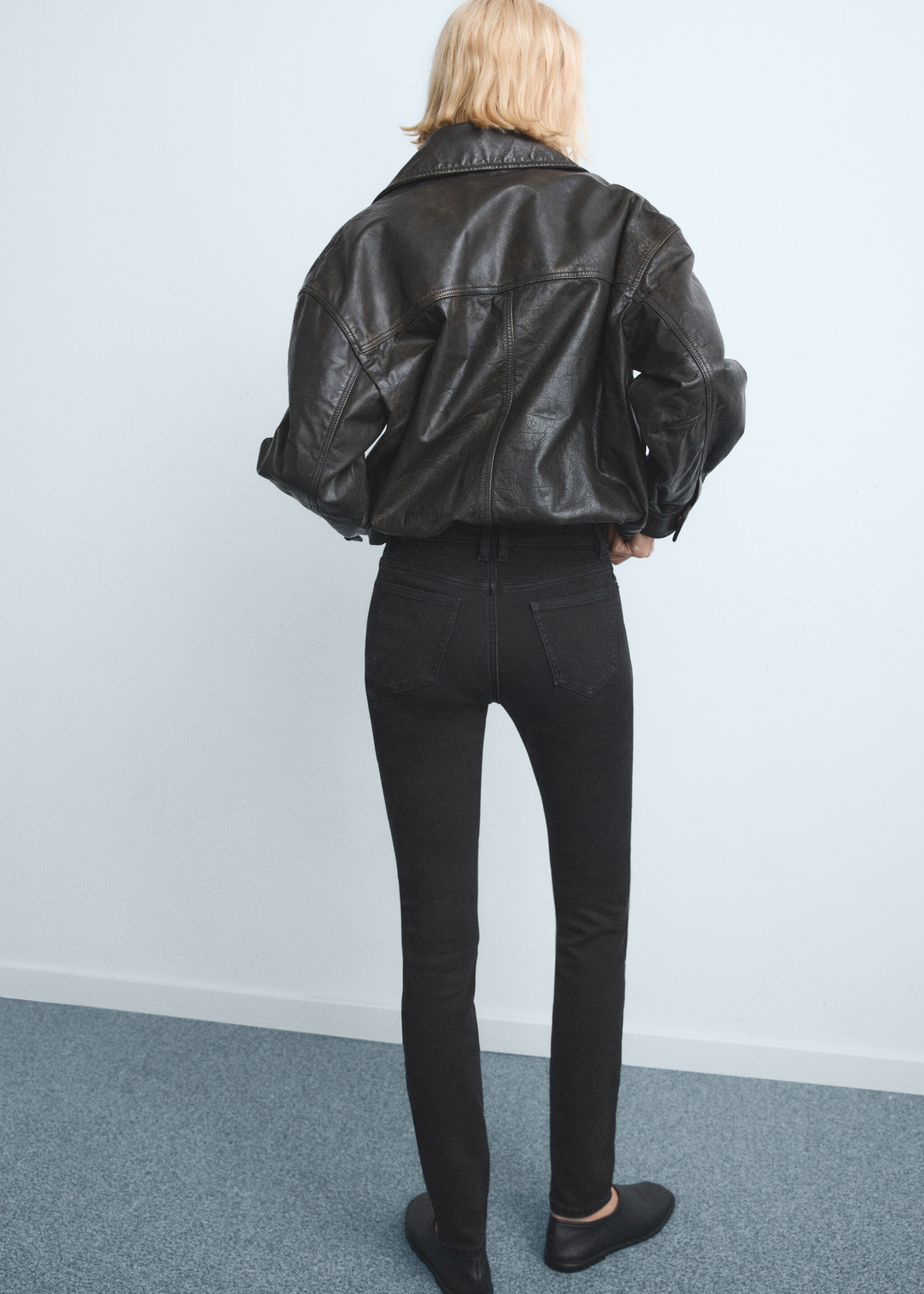 Mid-rise skinny jeans - Achterkant van het artikel, Black denim. Ref: 27031286-00.