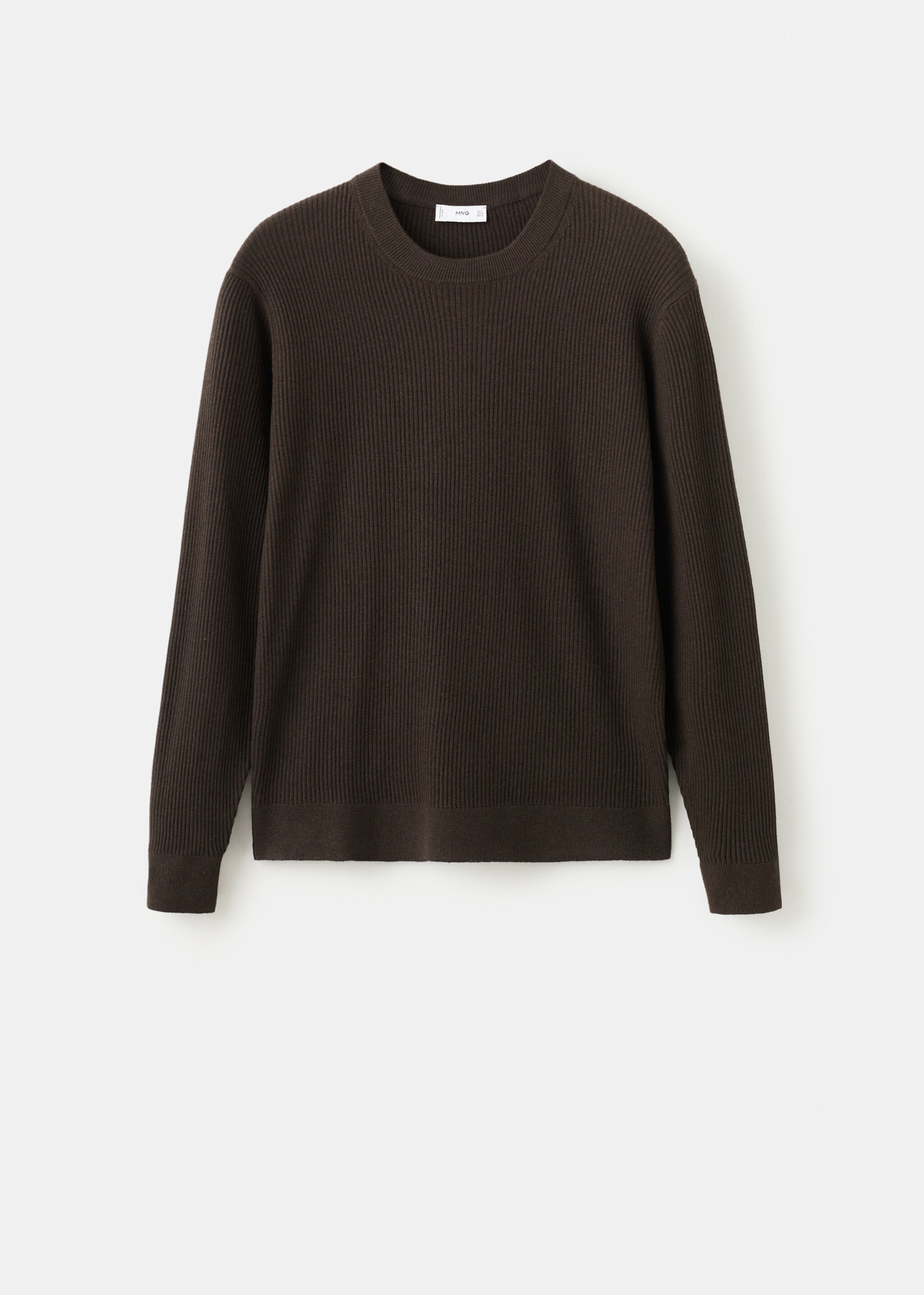 Pull coton maille fine côtelée - Article sans modèle, Chocolat. Ref: 27031288-00.