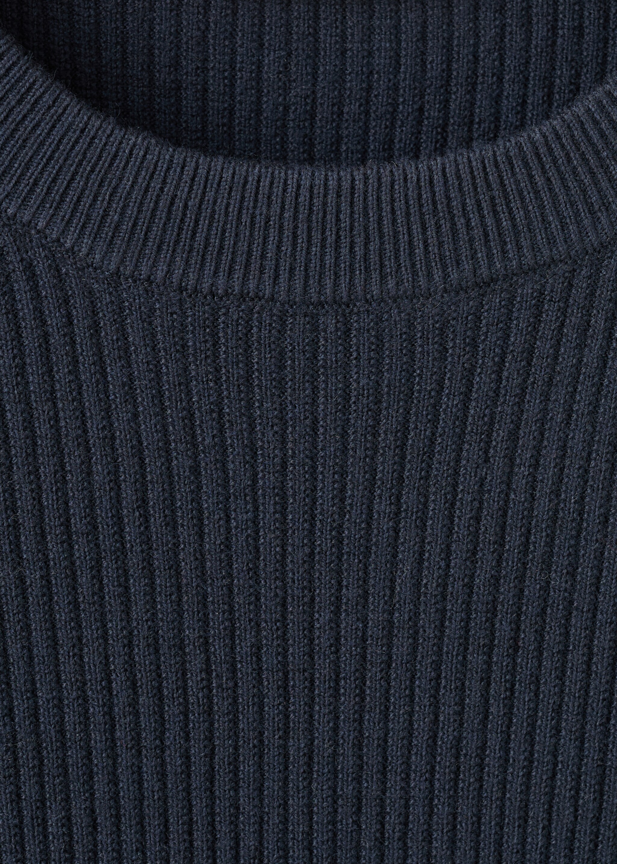 Pull coton maille fine côtelée - Détail de l'article 8, Bleu marine foncé. Ref: 27031288-00.