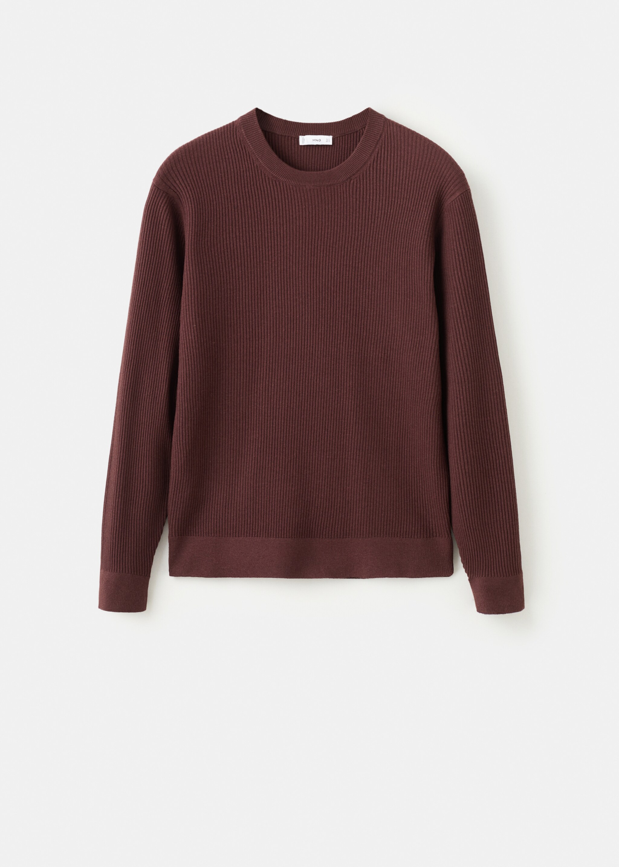 Fine rib-knit cotton sweater - Article without model, Burgundy. Ref: 27031288-00.