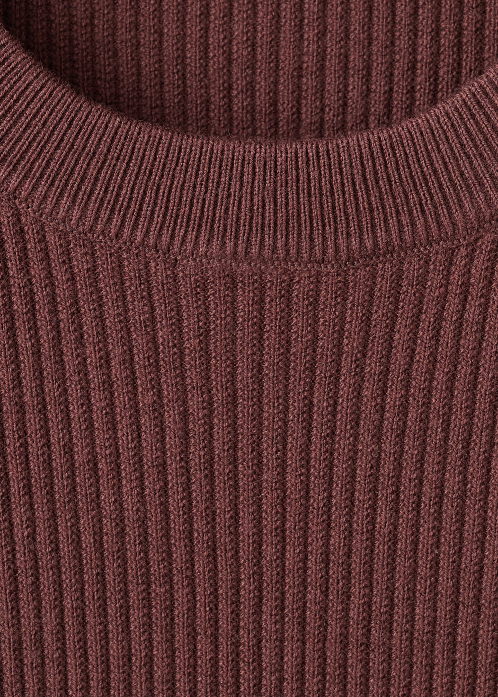 Fine rib-knit cotton sweater - Details of the article 8, Burgundy. Ref: 27031288-00.