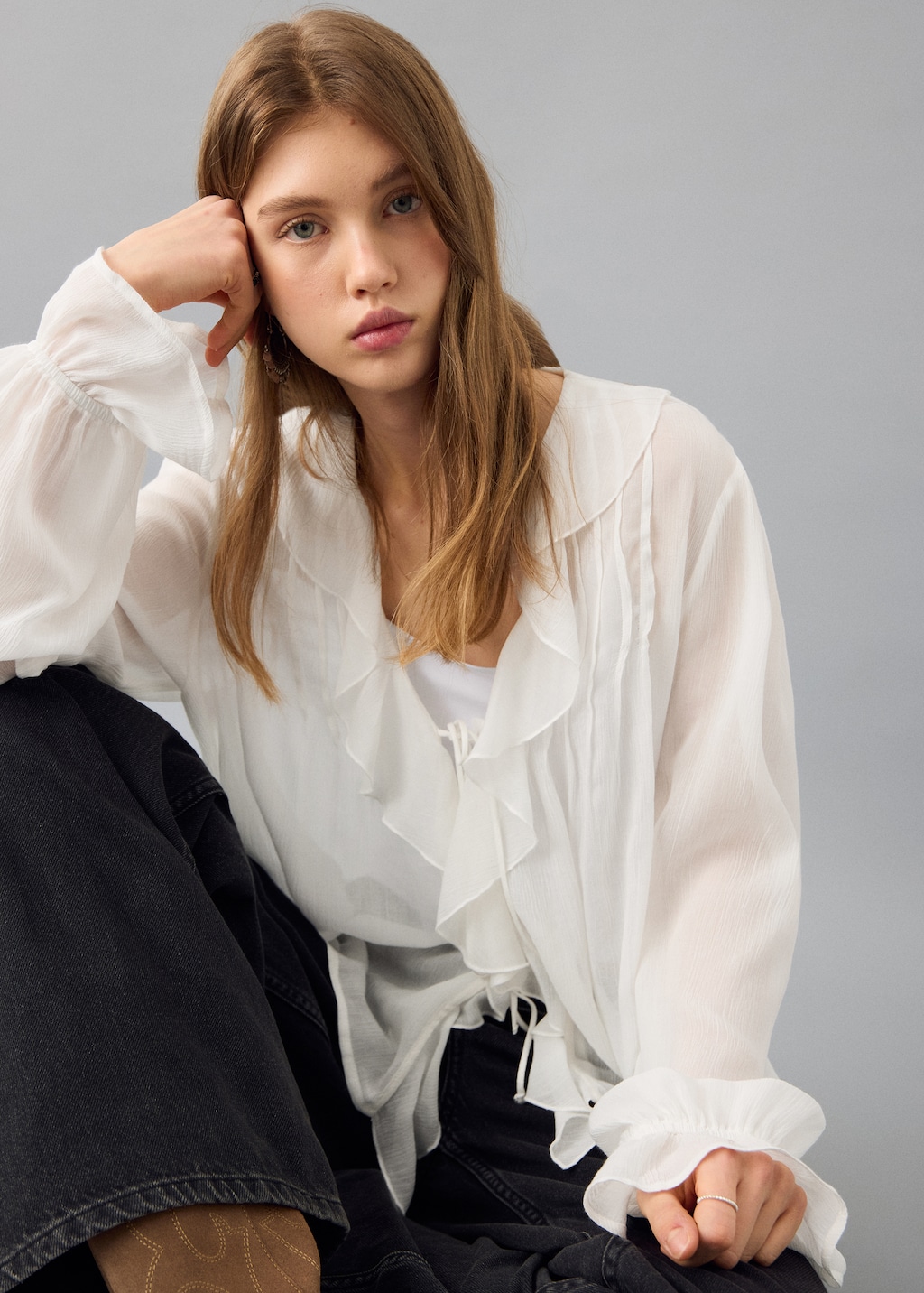 Fluid ruffled blouse