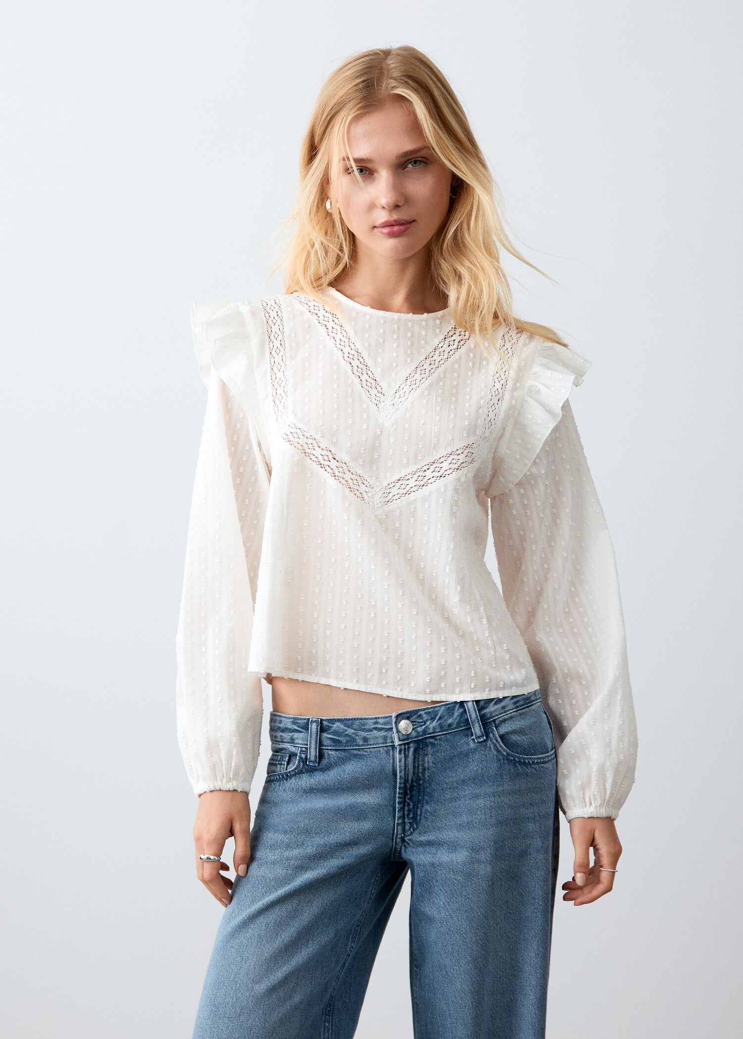Ruffled plumeti blouse - Medium plane