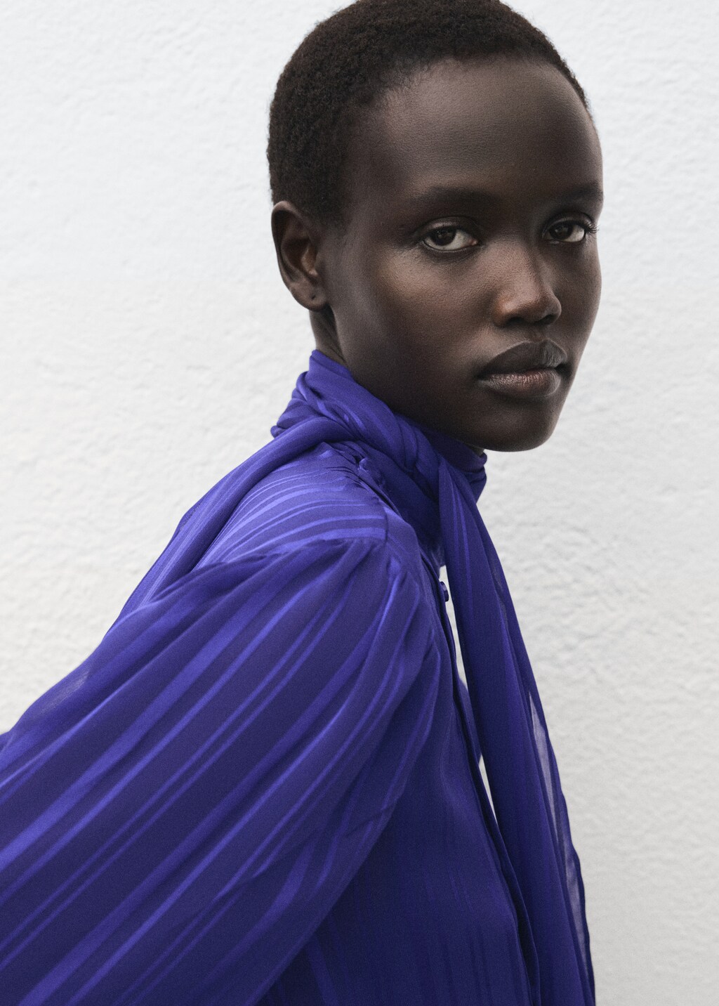 Striped blouse with scarf - image 4