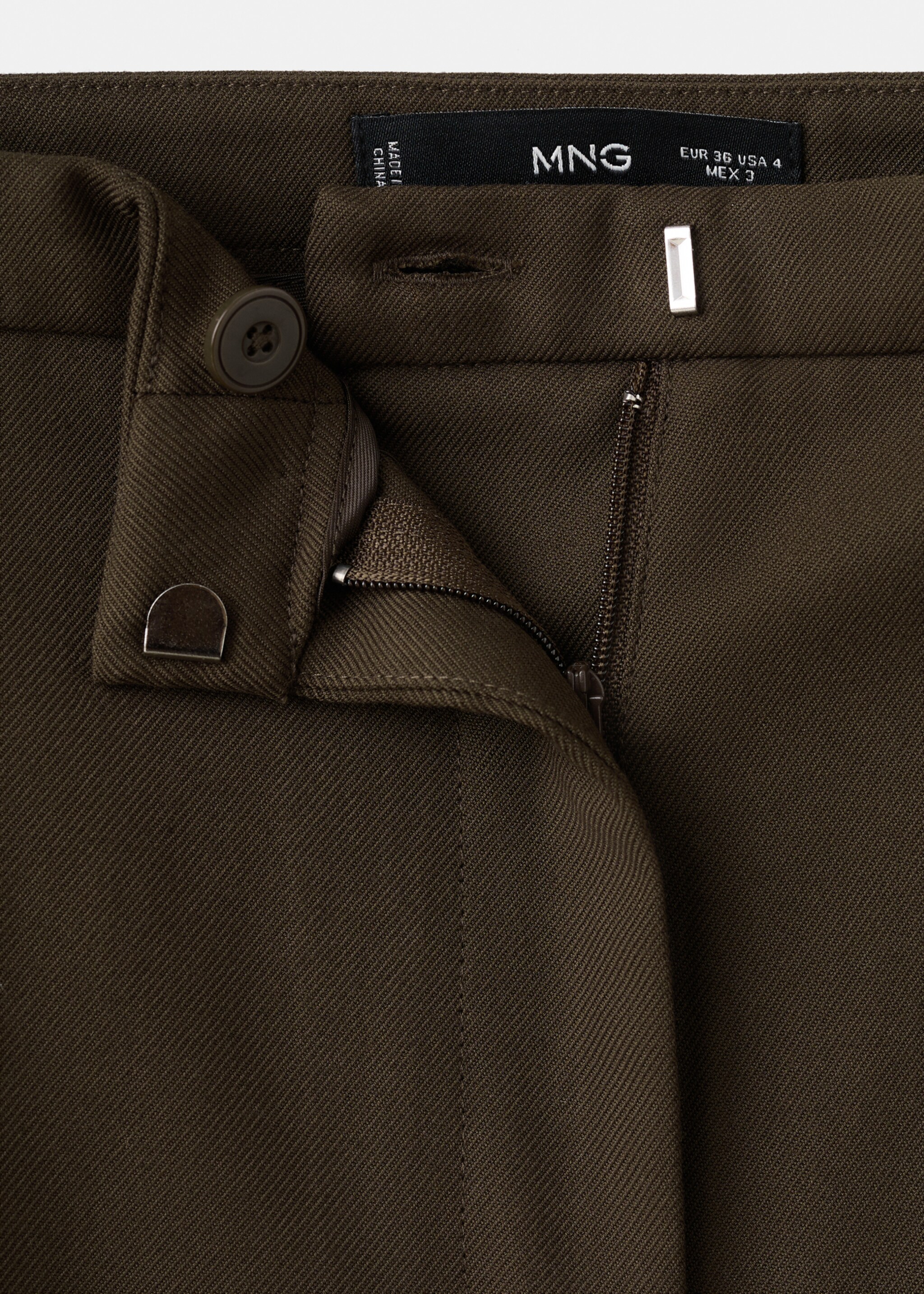 Wide-leg mid-rise pleated trousers - Details of the article 8, Chocolate. Ref: 27031294-00.