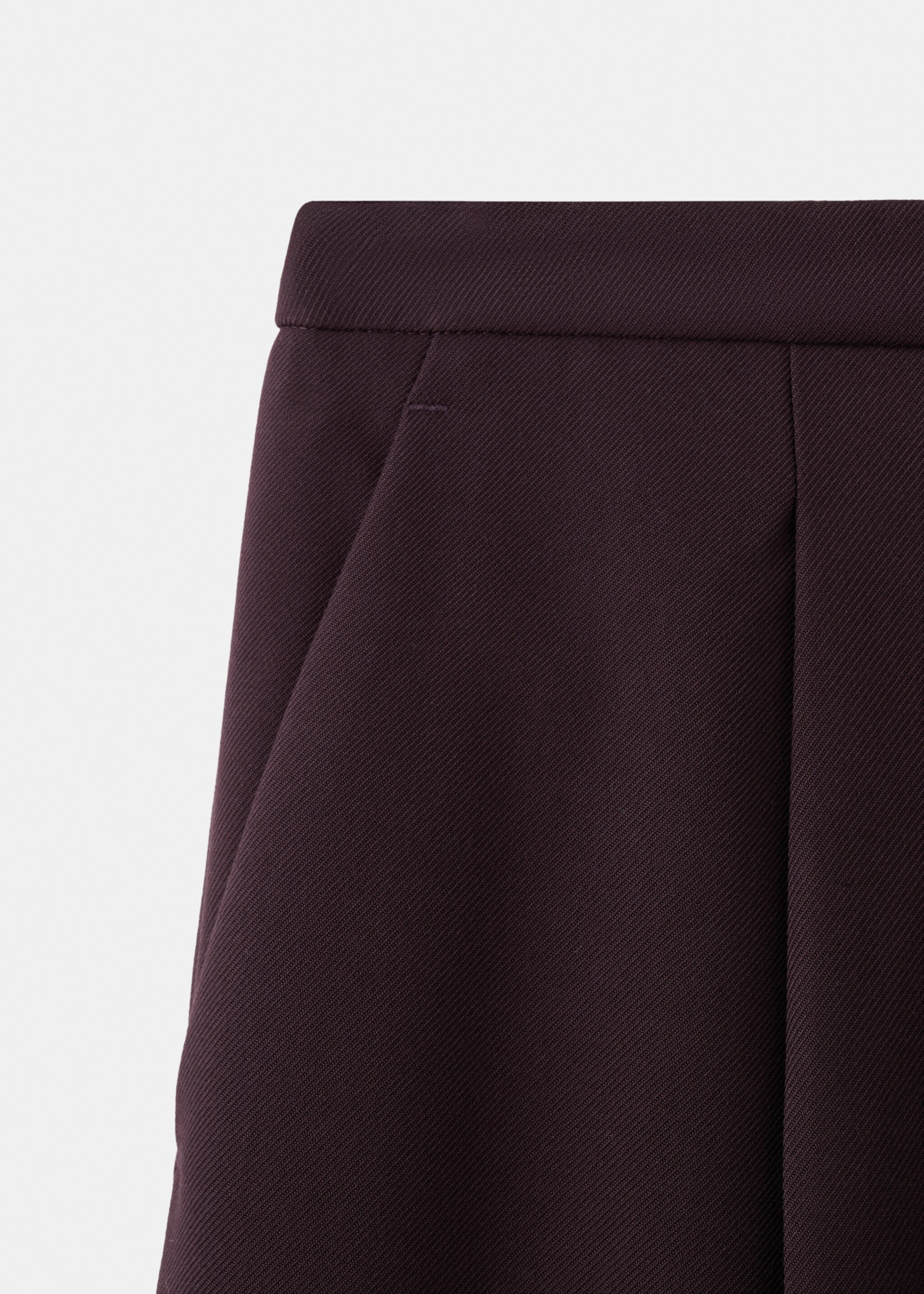 Wide-leg mid-rise pleated trousers - Details of the article 0, Maroon. Ref: 27031294-00.