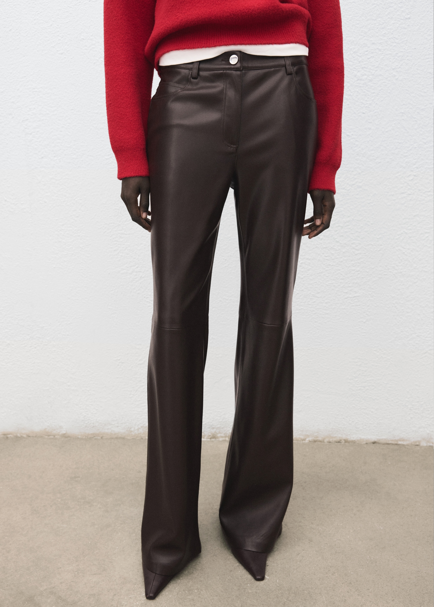 Faux-leather flared trousers - Medium plane