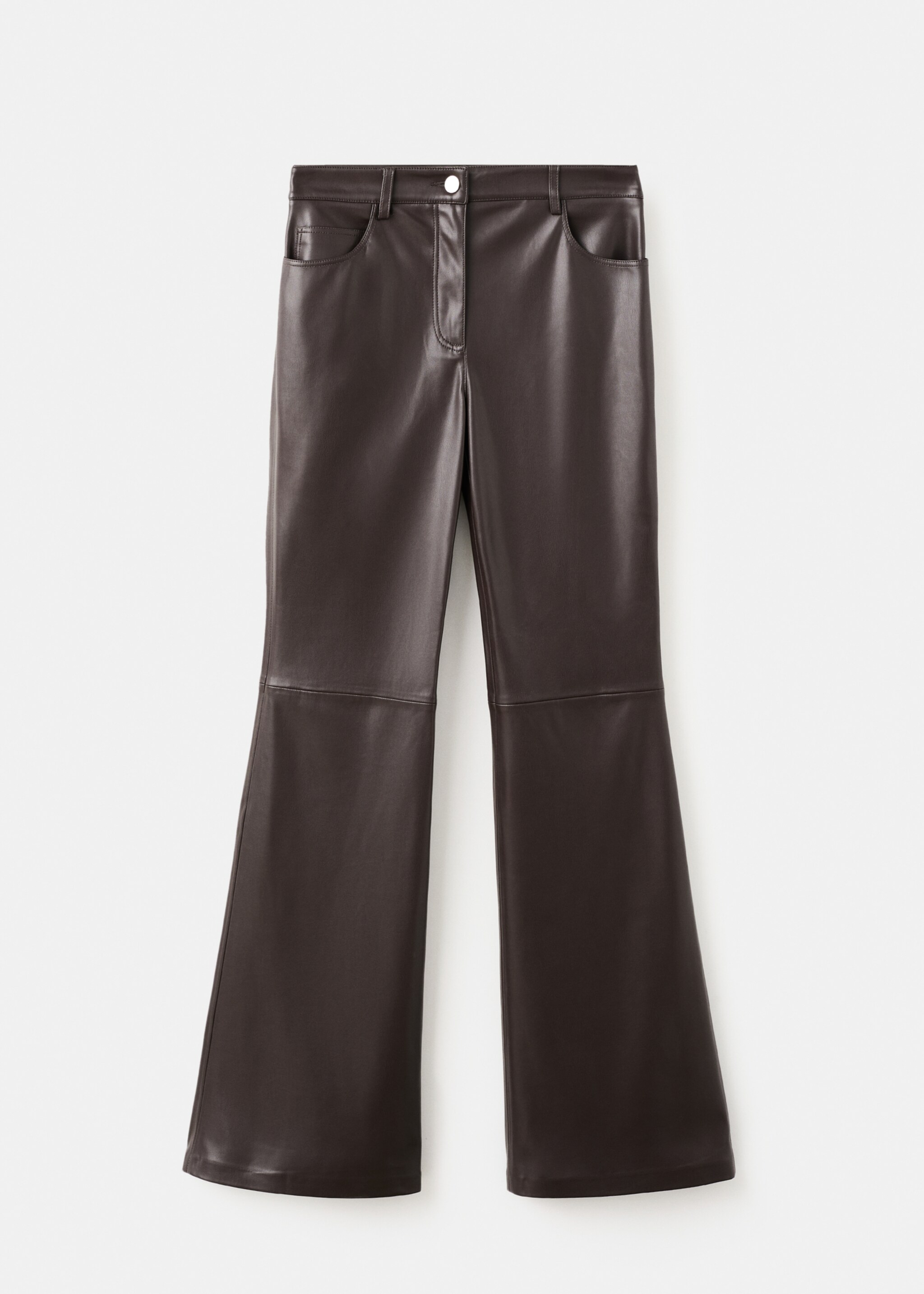 Faux-leather flared trousers - Article without model, Chocolate. Ref: 27031295-00.