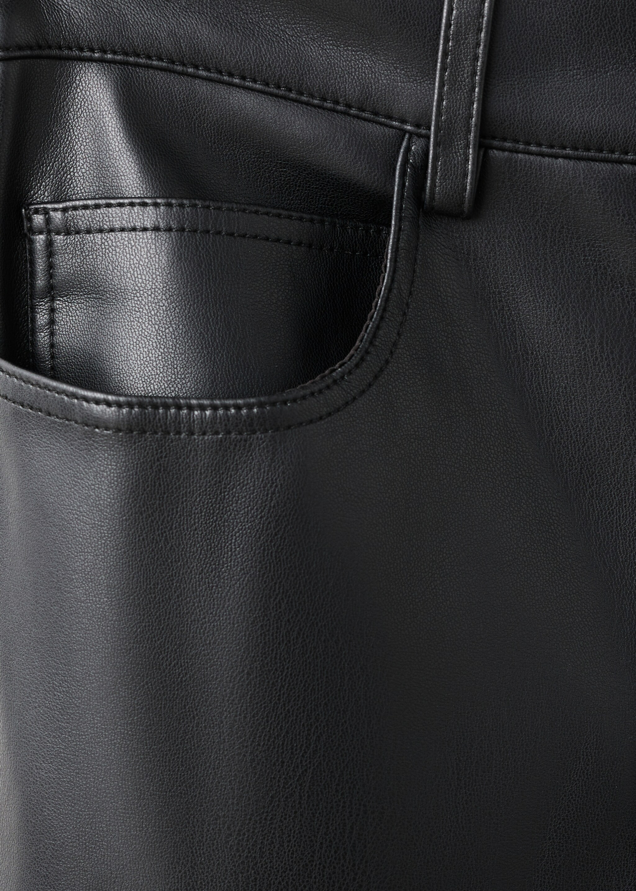 Faux-leather flared trousers - Details of the article 0, Black. Ref: 27031295-00.