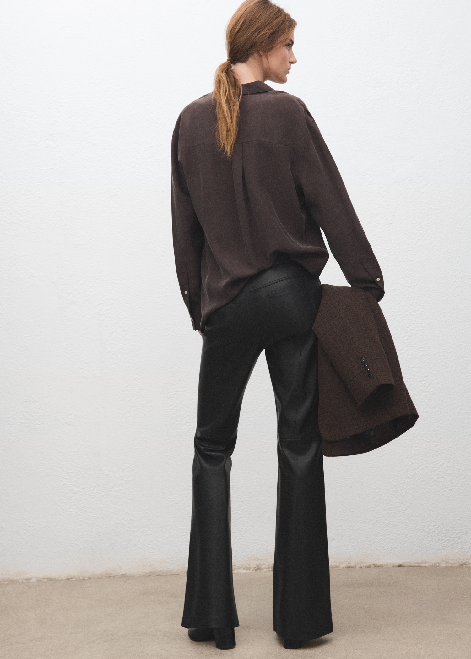 Faux-leather flared trousers - Reverse of the article
